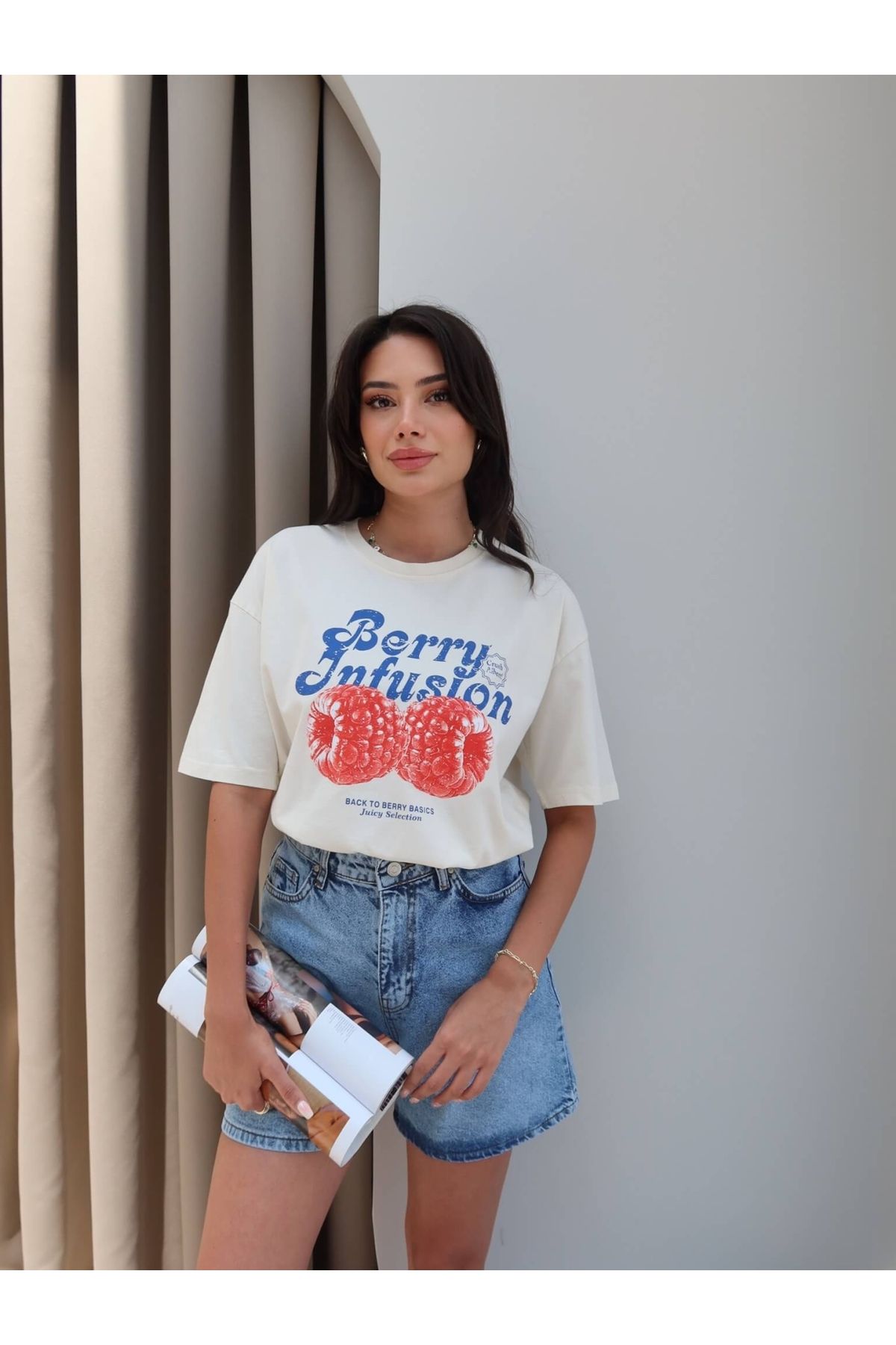 ESRAHELVACI Berry Baskılı T-Shirt