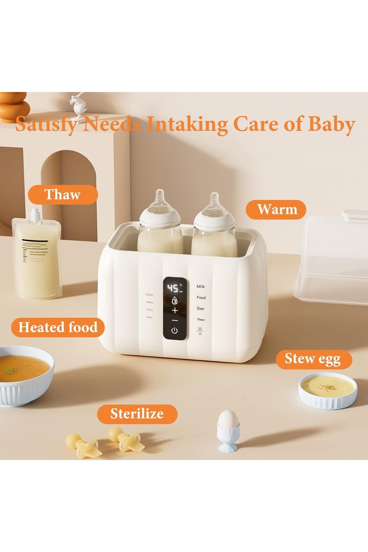 DESERT SPARK Çok İşlevli Çift Biberon Hızlı Süt Isıtıcısı
