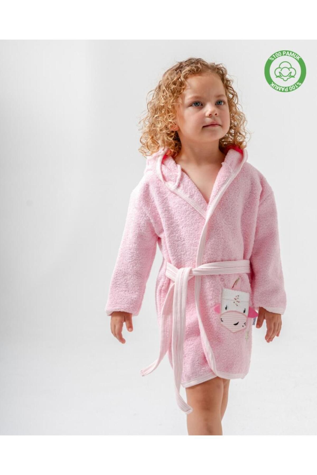 ankibaby Balinalı Bornoz Pembe - Pembe