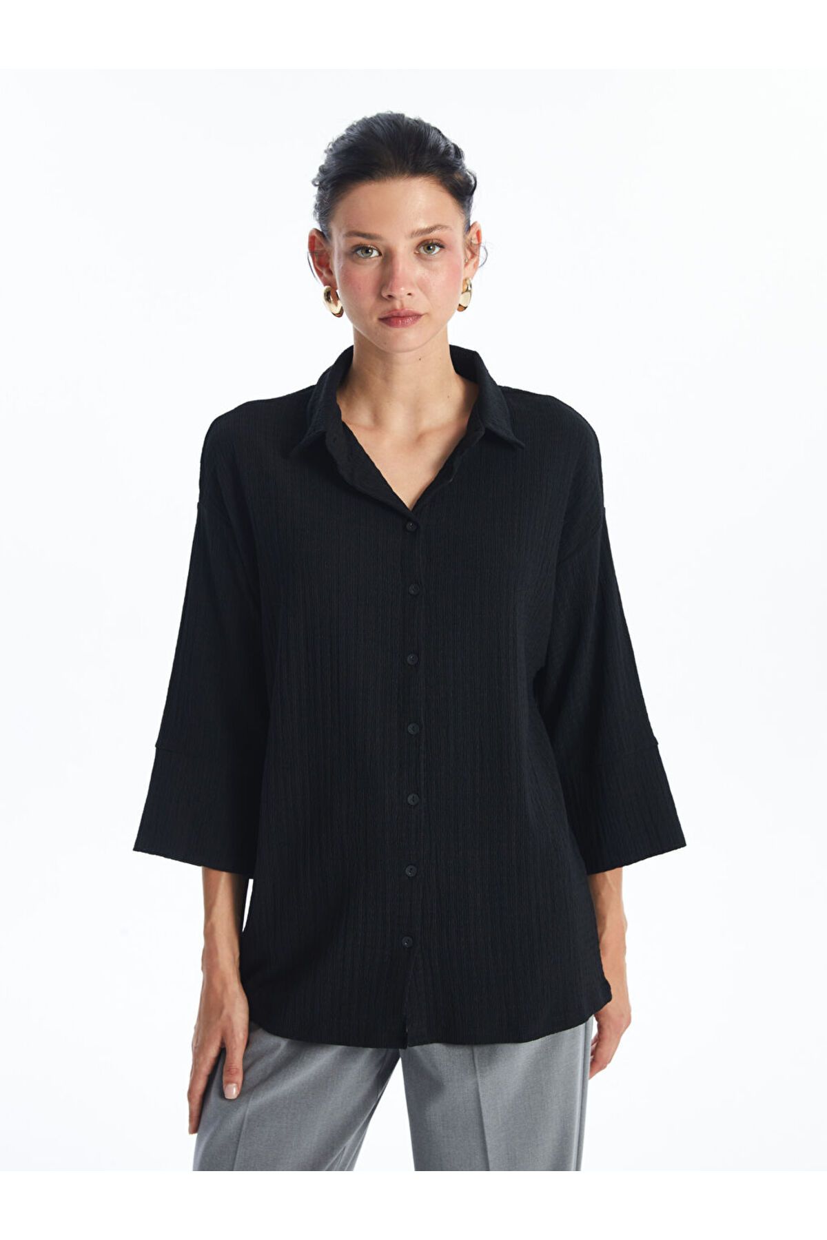 LC Waikiki Dokulu Oversize Kadın Gömlek Tunik