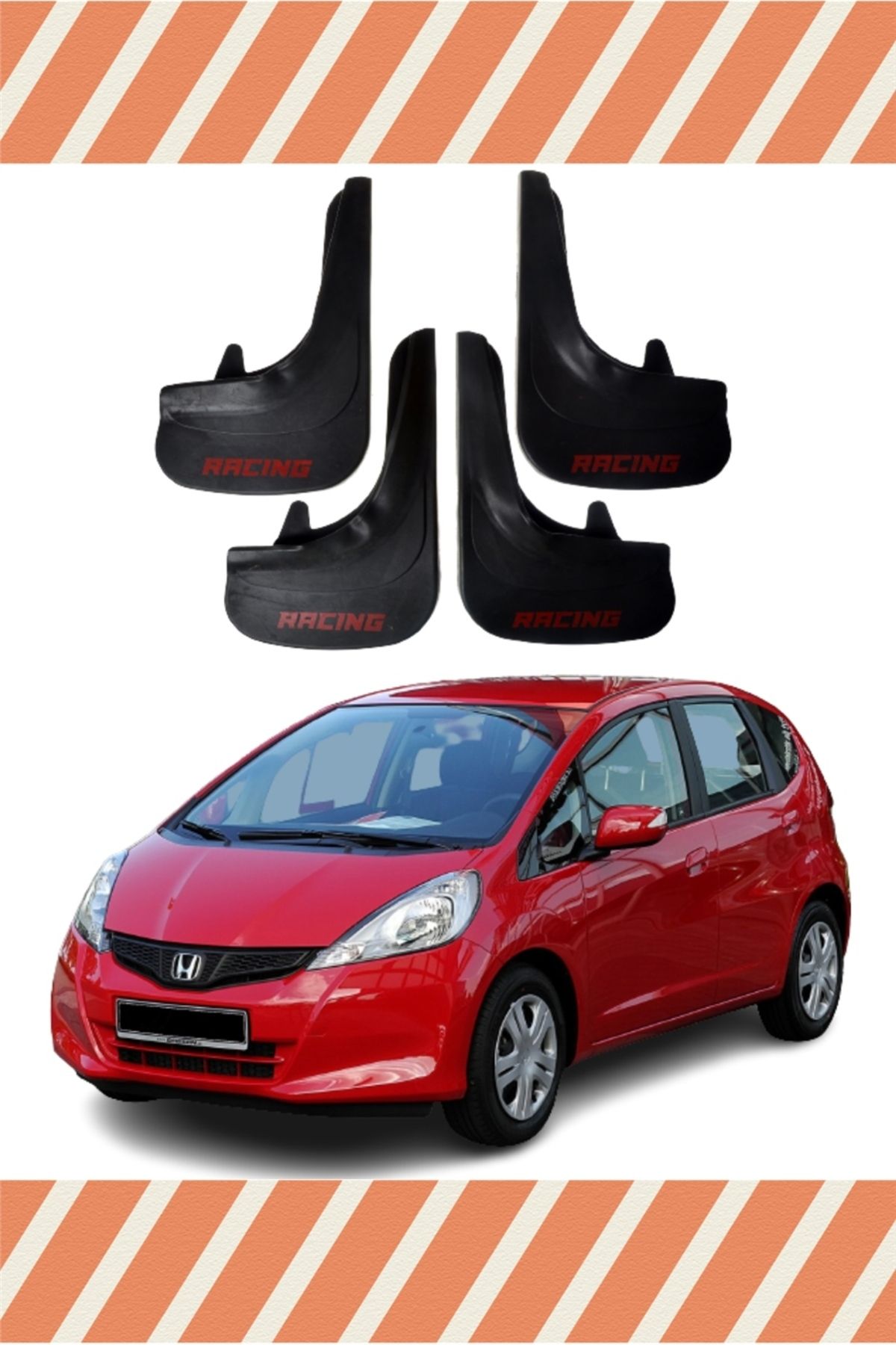 Alpax Honda Jazz 2009-2015 Racing Yazılı 4'lü Tozluk Çamurluk Paçalık alpax