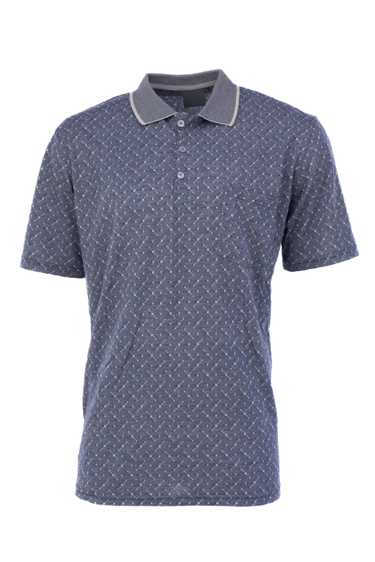 Oppland Erkek T-shirt Yazlık Cepli Kısa Kollu Modern Jakarlı Karelli Model Rahat Kesim Pamuklu Kumaş