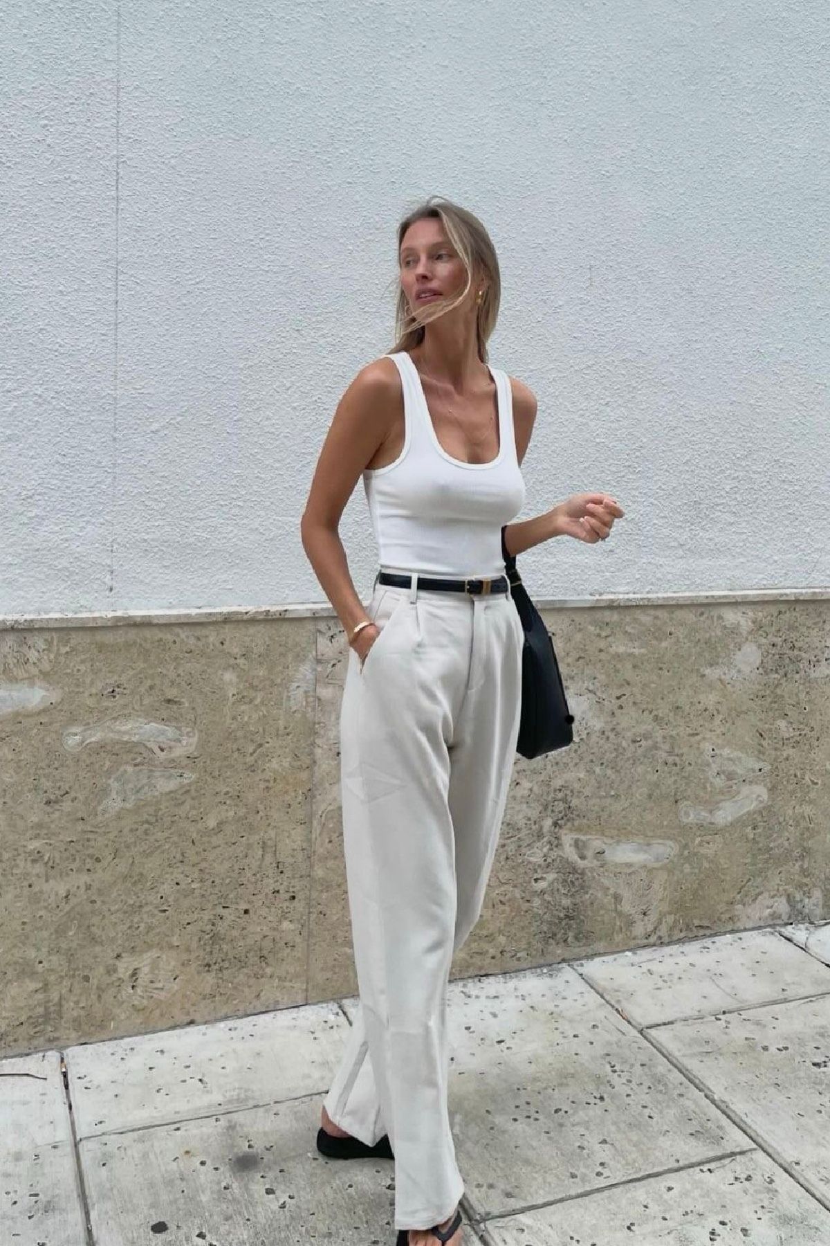 meyoubags Kadın Fitilli Kalın Askılı Basic Beyaz Atlet