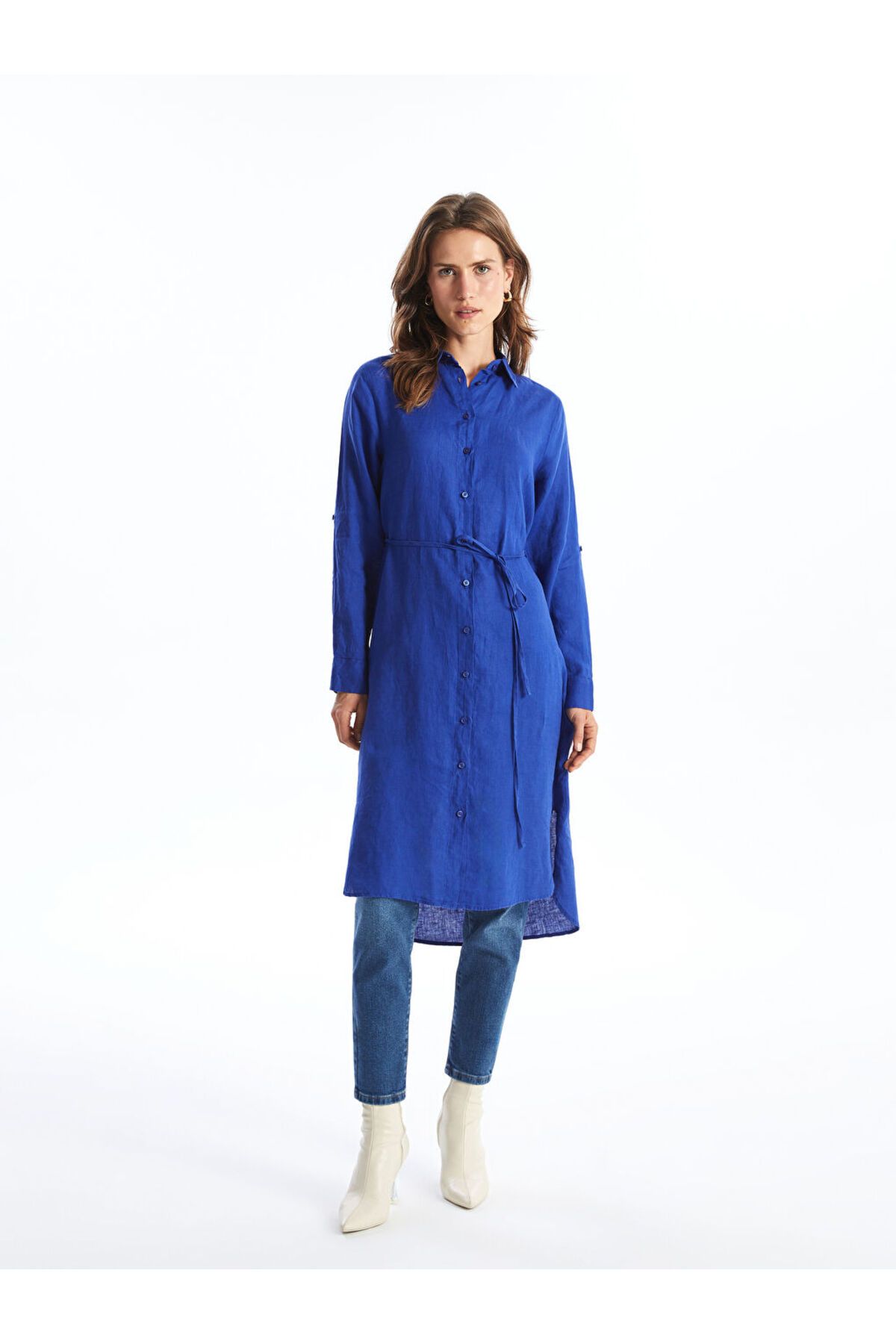 LC Waikiki Oversize Keten Kadın Gömlek Tunik
