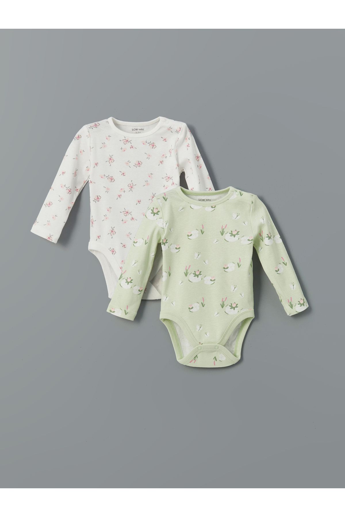 LC Waikiki Baskılı Kız Bebek Çıtçıtlı Bodysuit 2'li