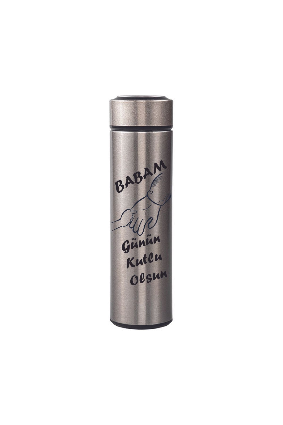 DEKORANLA 450ml Çelik Termos, 10 Saat Sıcak ve Soğuk Tutma, Gri Renk