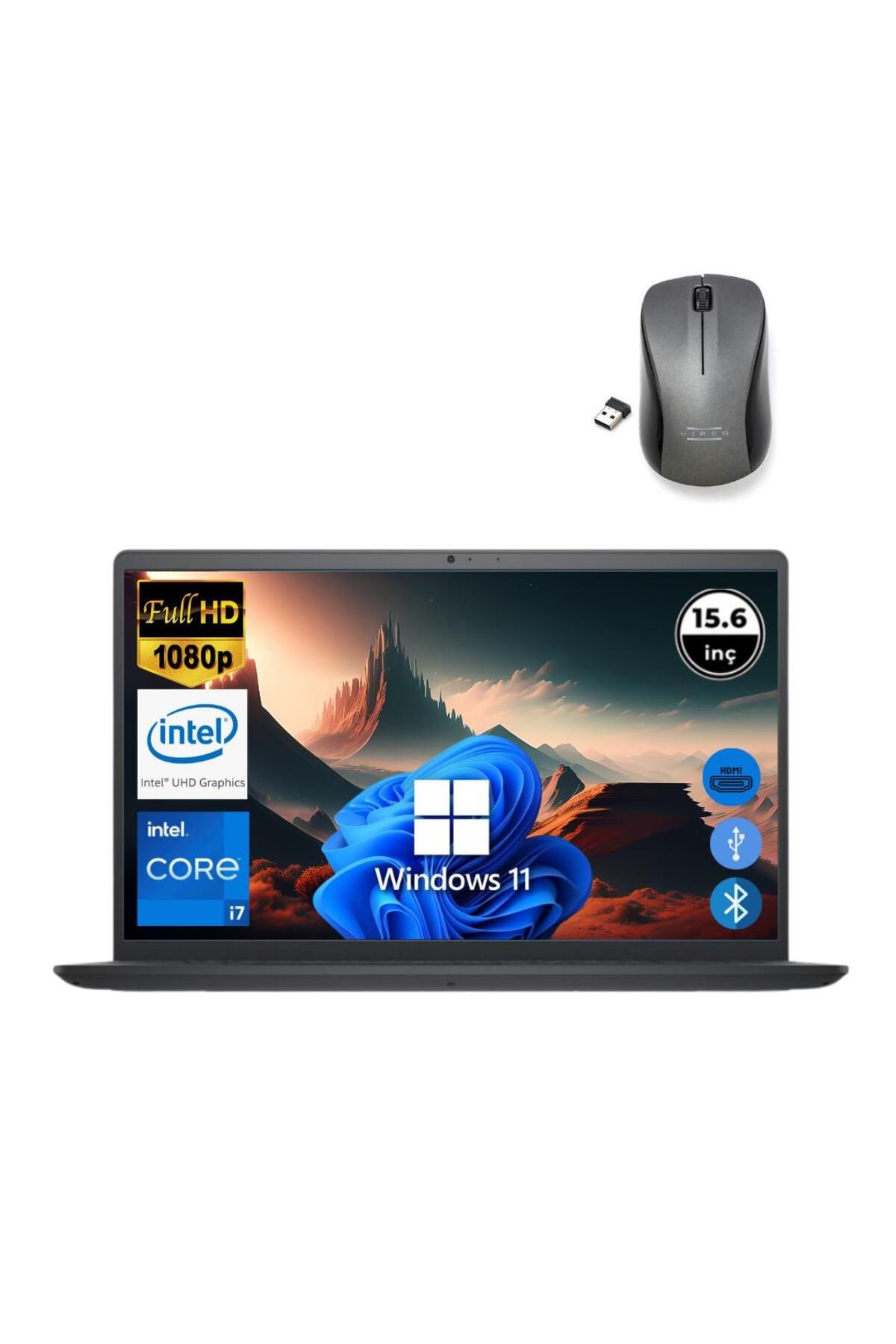Dell Inspiron 3520 i7 1255U 8GB 128 GB M.2 SSD I35201013U ATL150 O/B 15.6" Win11Pro Taşınabilir Bilg