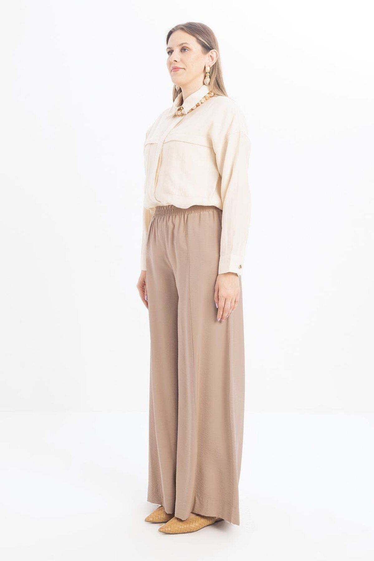 ALLDAY-Mink-Wide Leg Pants with Elastic Waist 4