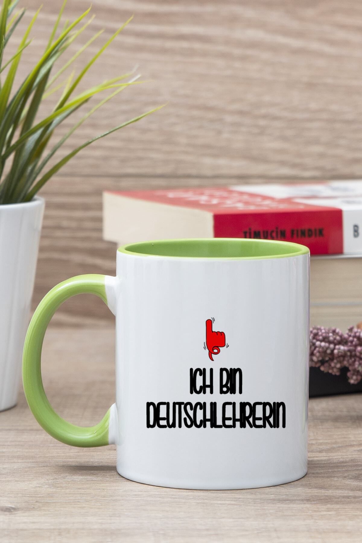 DEKORANLA Yeşil Kadın Öğretmen Baskılı Seramik Kupa Bardak, Günlük Kullanım İçin Mükemmel Seçim