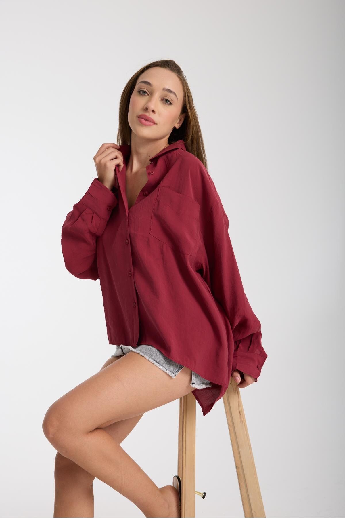 Store %100 Pamuk Yazlık Gömlek – Rahat Bol Kesim, Uzun Kollu, Şık Tunik Tarzı