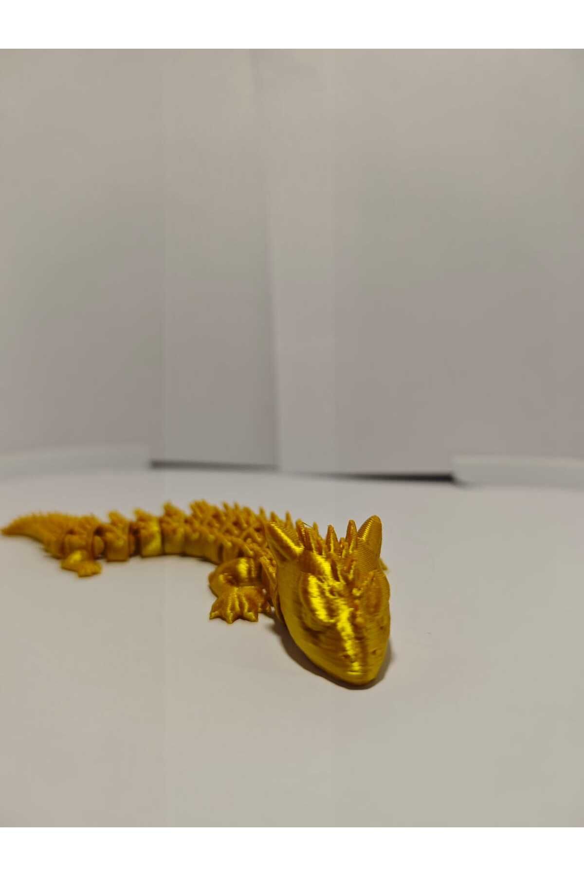 NO BRAND Altın Görünümlü Hareketli Ejder - 3D Baskı