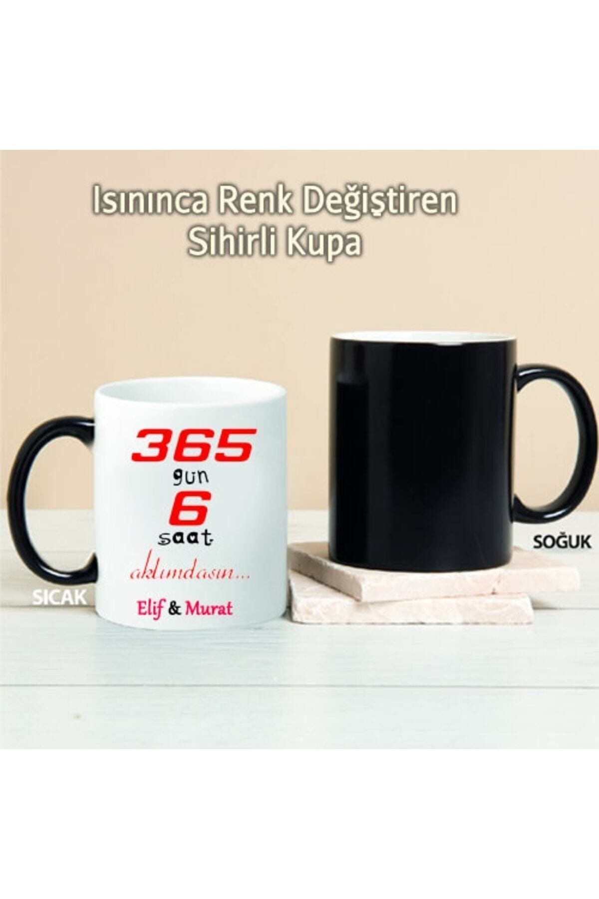 DEKORANLA Kişiye Özel Sihirli Kupa, Sevgililer Günü'ne Özel, 365 Gün 6 Saat Kullanım Keyfi