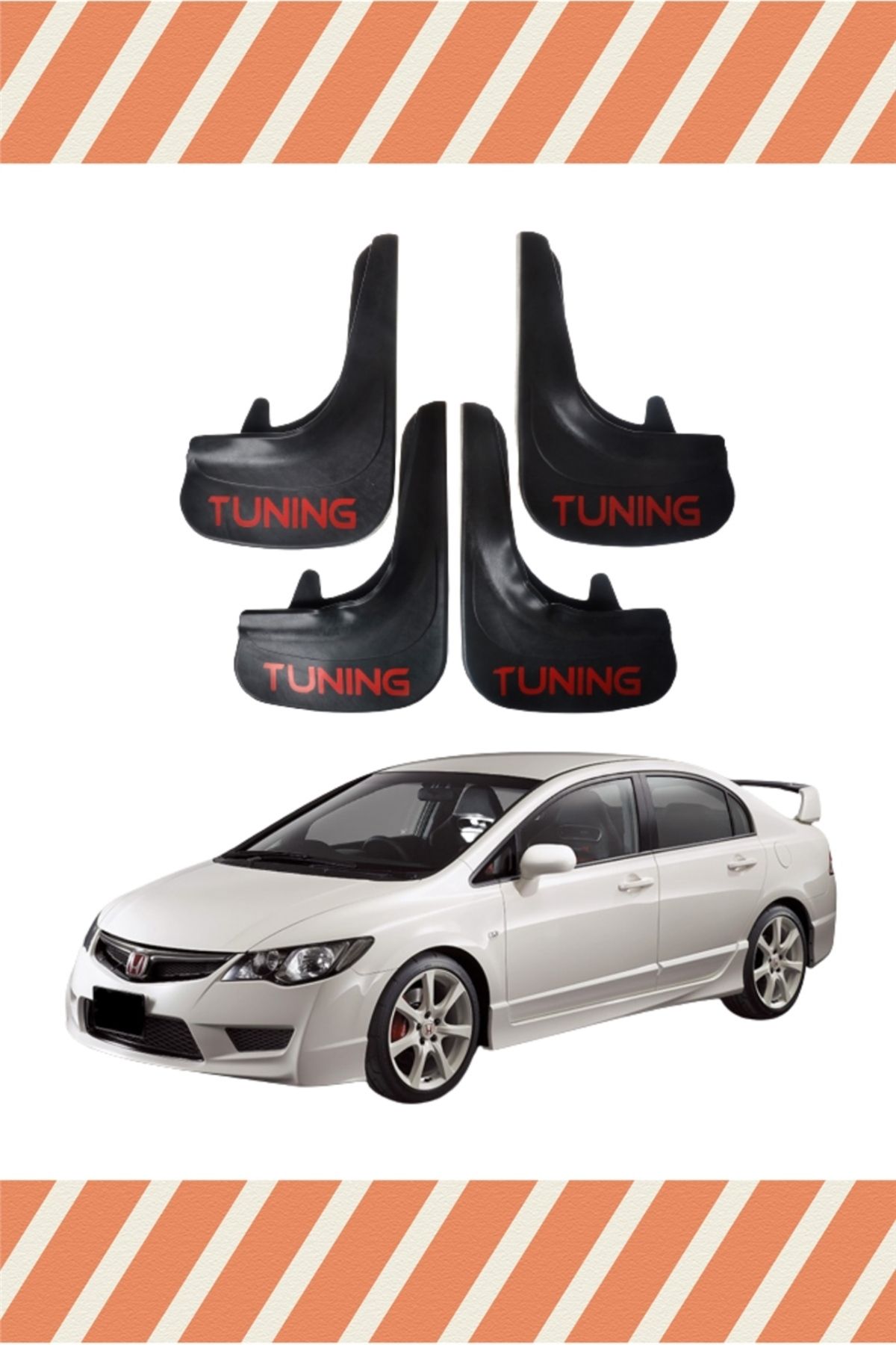 Alpax Honda Civic 2007-2012 Tunıng Yazılı 4'lü Tozluk Çamurluk Paçalık alpax