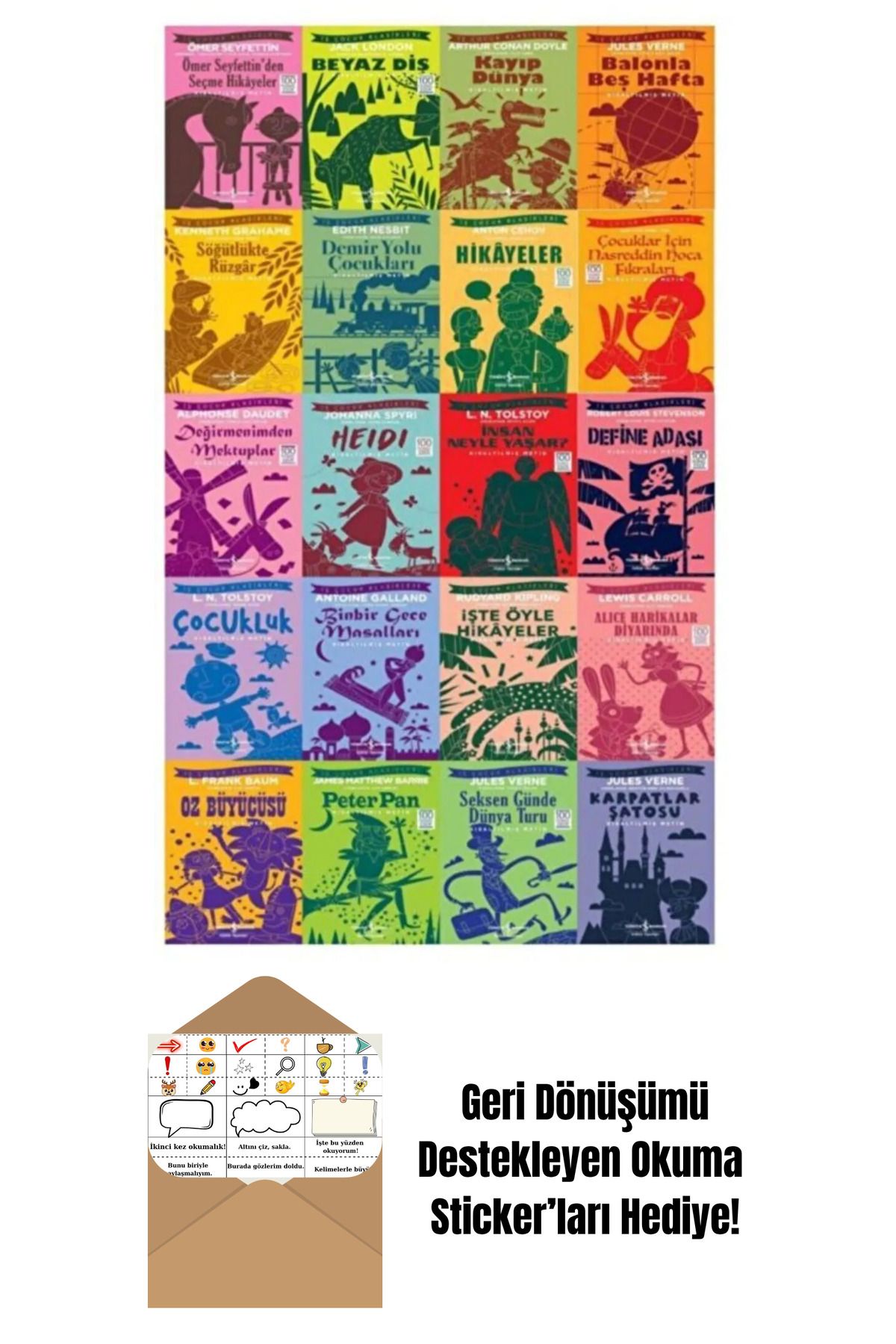 TÜRKİYE İŞ BANKASI KÜLTÜR YAYINLARI Dünya Çocuk Klasikleri 20 Kitap Set + Okuma Sticker'ları