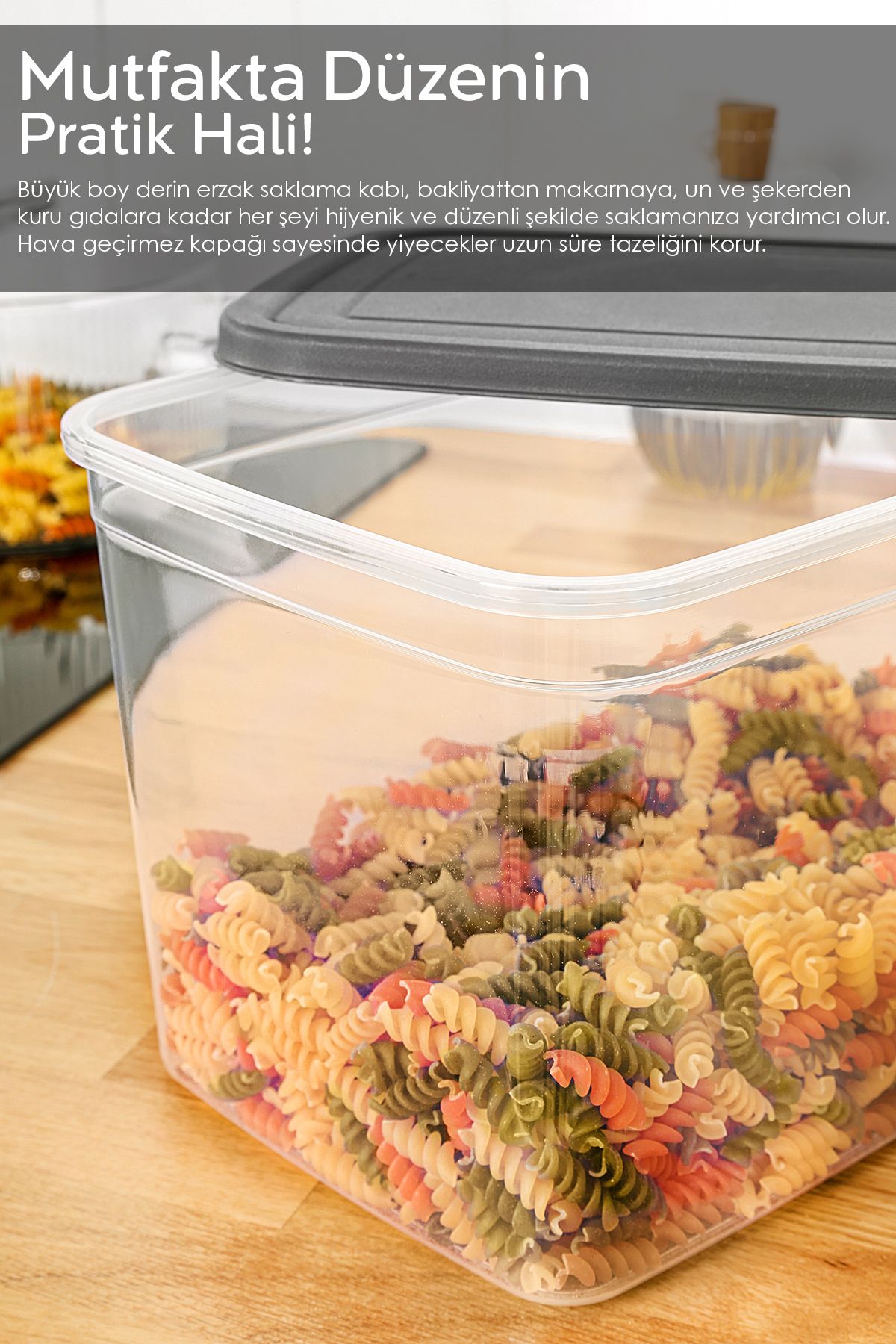 Meleni Home-6 Deep Food Storage Containers with Labels - Pulses Flour Container Large Size Food Box 5300 ml Transparent 6