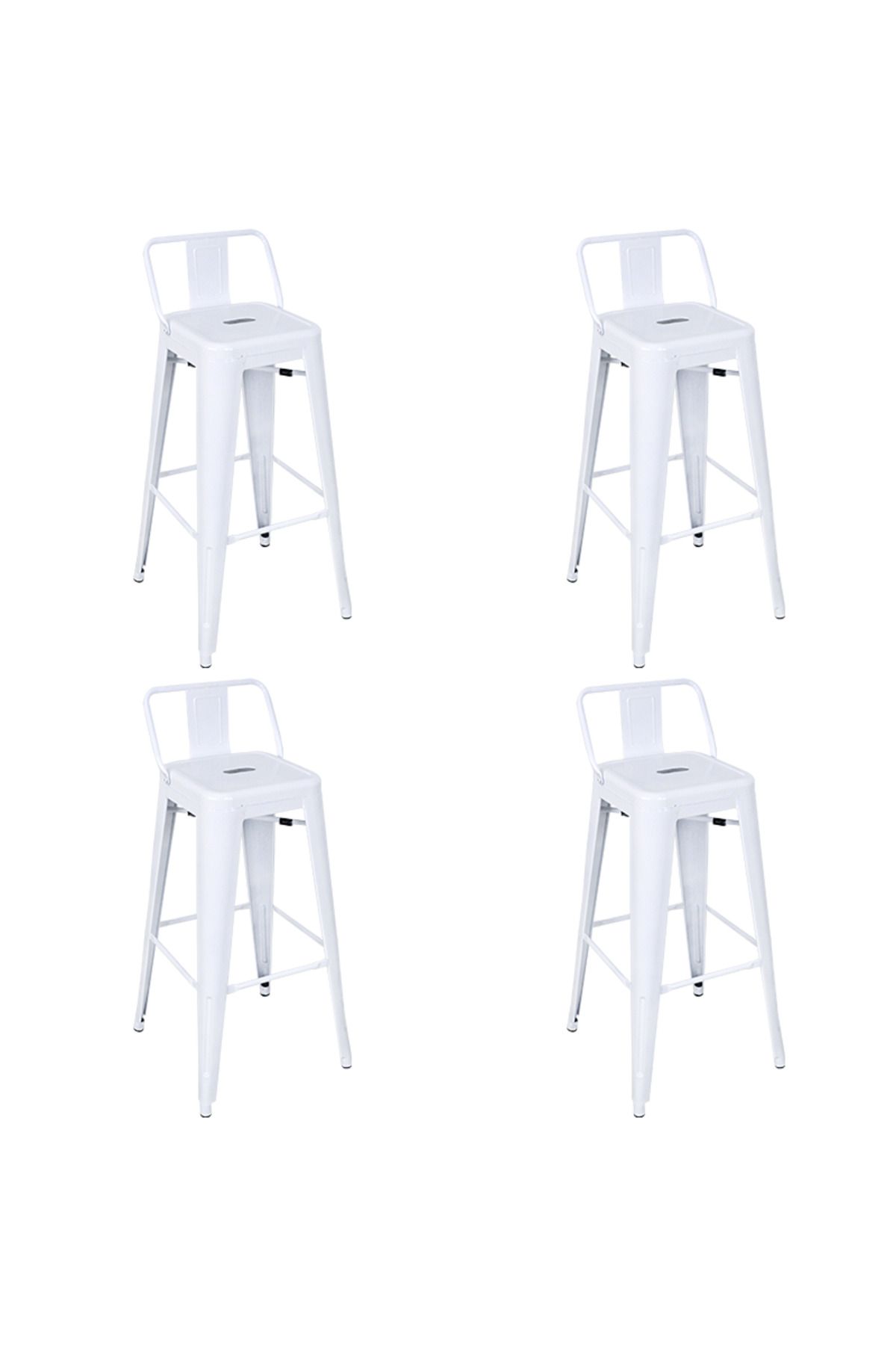 ChairLife Tolix Sırtlı Metal Bar Tabure (4 Adet)