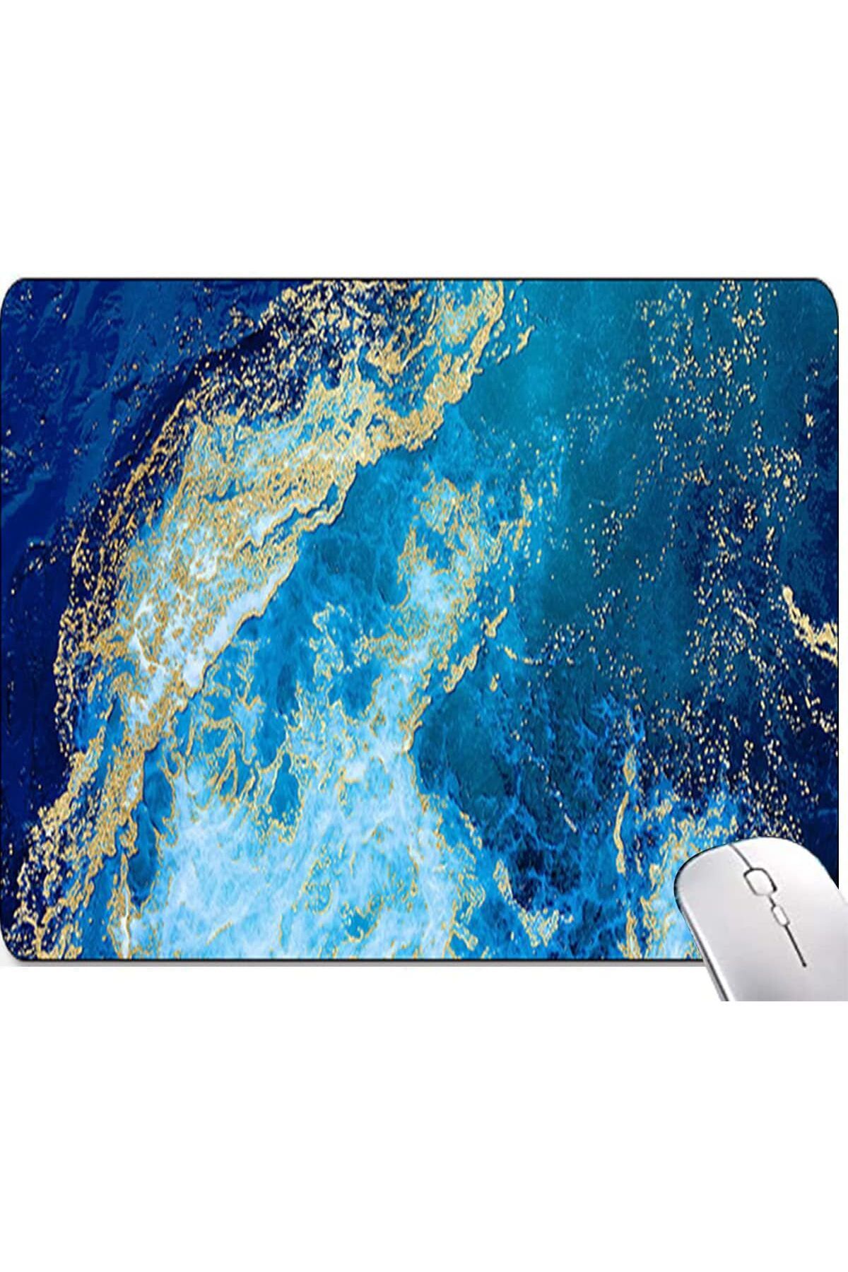 COOYA-Blue Golden Pattern Mouse Pad, Non - Slip Base, Smooth Surface, for Home Office Use 7