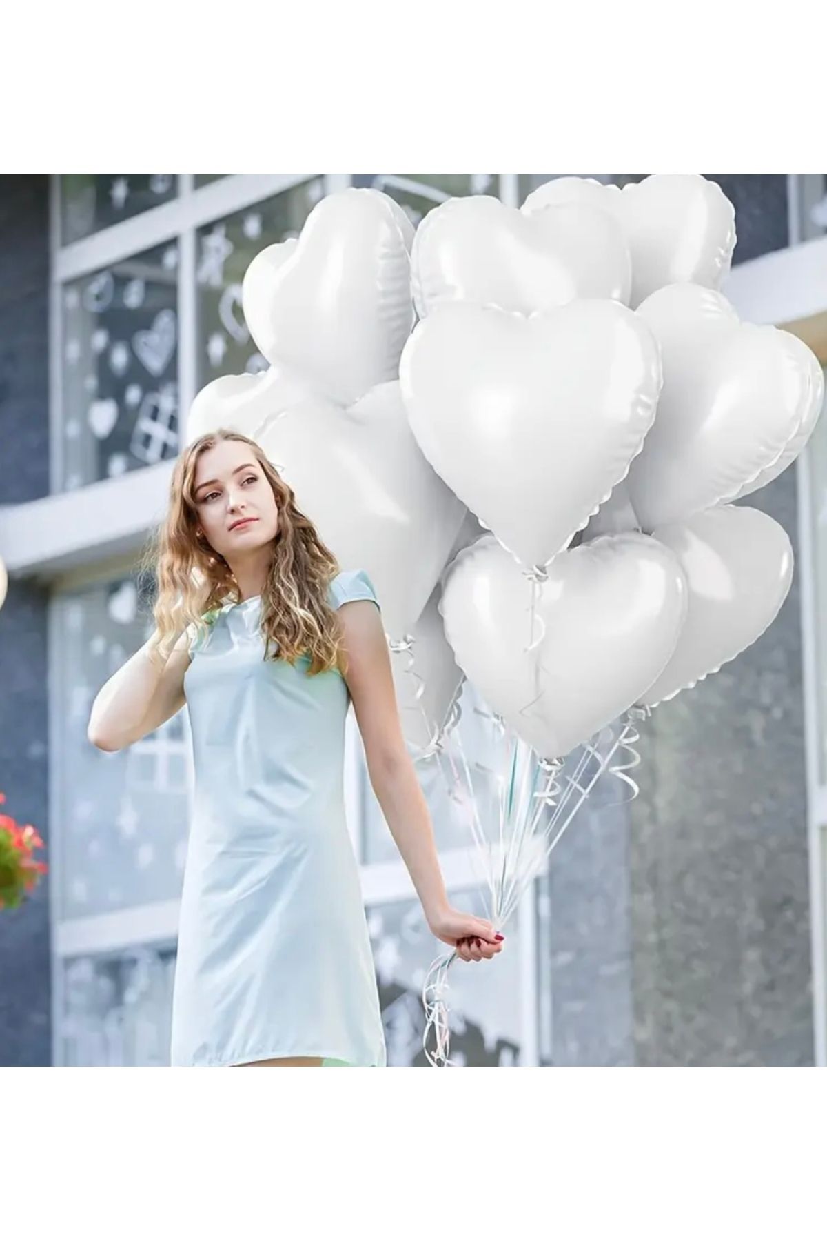 Deniz Party Store Beyaz kalp folyo balon 18 inç 45 cm 1 adet