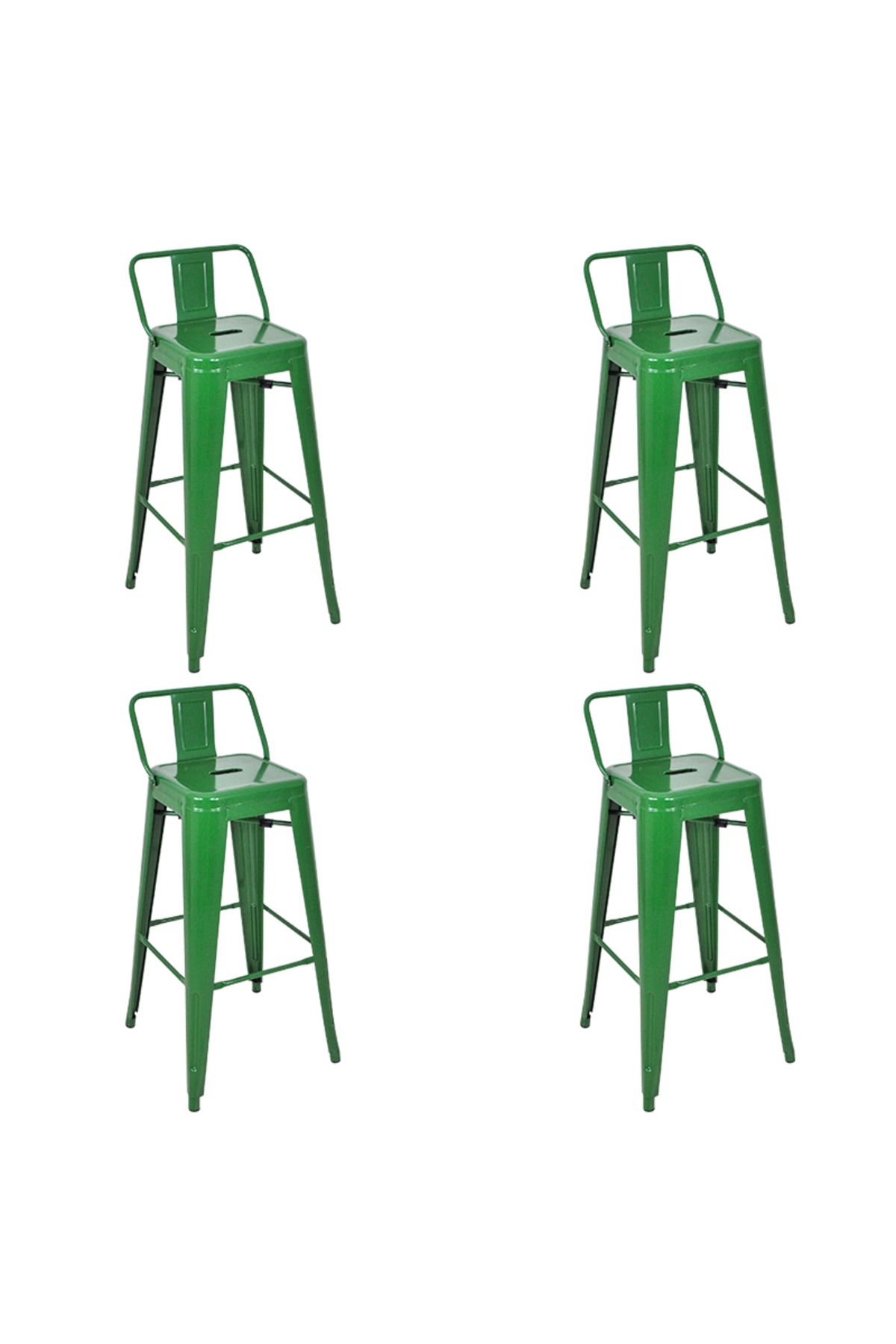 ChairLife Tolix Sırtlı Metal Bar Tabure (4 Adet)