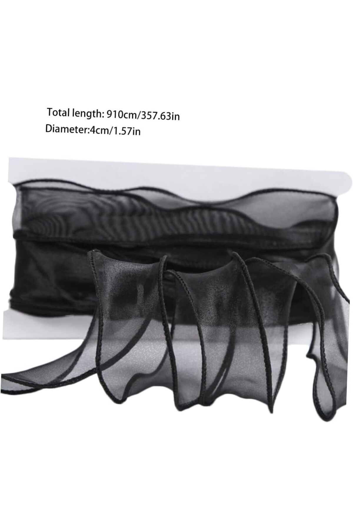 DUCK HOBY Fırfırlı Tül Organze Kurdele SİYAH 2 Mt (7 cm x 2 mt), Tül, Çiçek Malzemesi, Gelin Buketi, Bohça