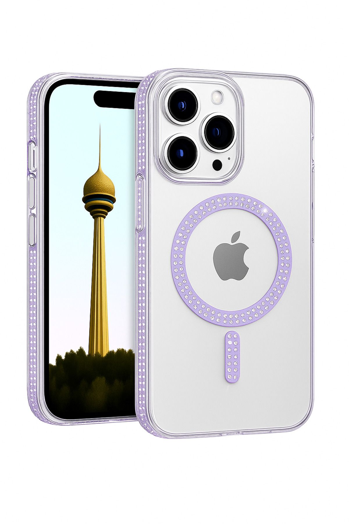 Peeq Stellora iPhone 16 Pro Max Taşlı Lüks Kılıf – Şık & Işıltılı Tasarım