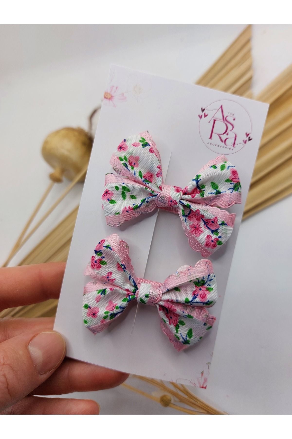 AsRa Accessories Bahar çiçekli fiyonk klips toka