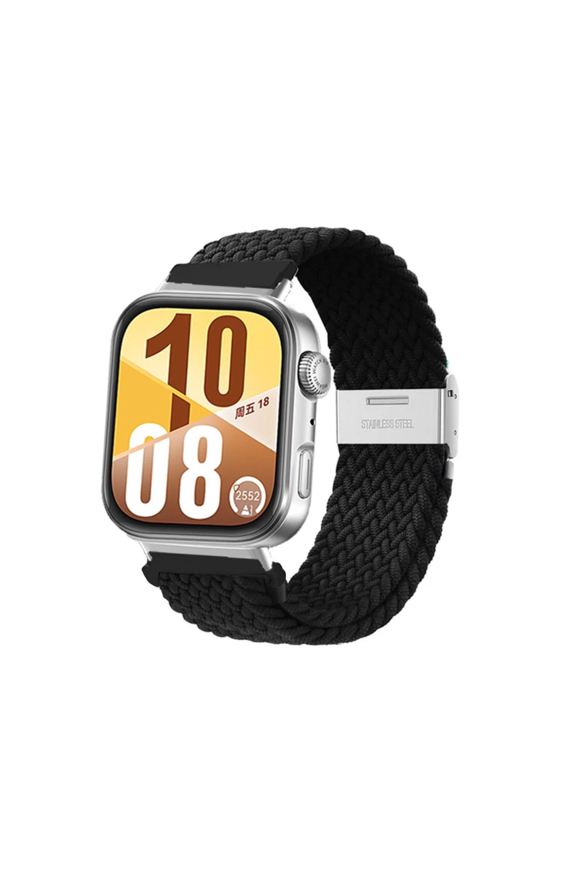 MMPSHOP Huawei Watch Fit 3 / Fit 4 / Fit 4 Pro Uyumlu Metal Clips Kumaş Örgü Akıllı Saat Kordon