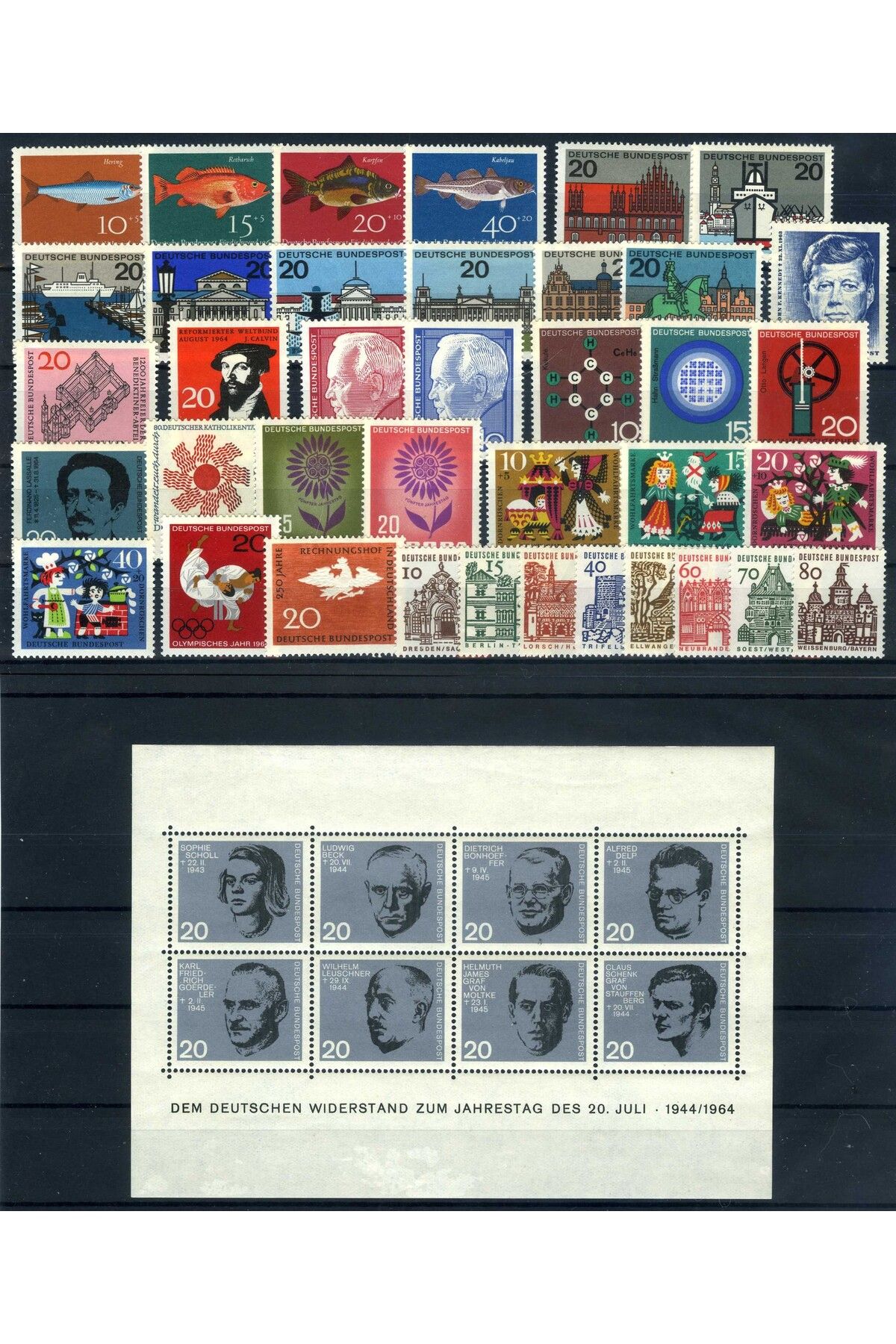 Jupiter Stamps Koleksiyon Pulları,1964 Yılı Almanya Yıl Takımı-Damgasız,Konsept Hediyelik,Hobiler,ASB-0117333654