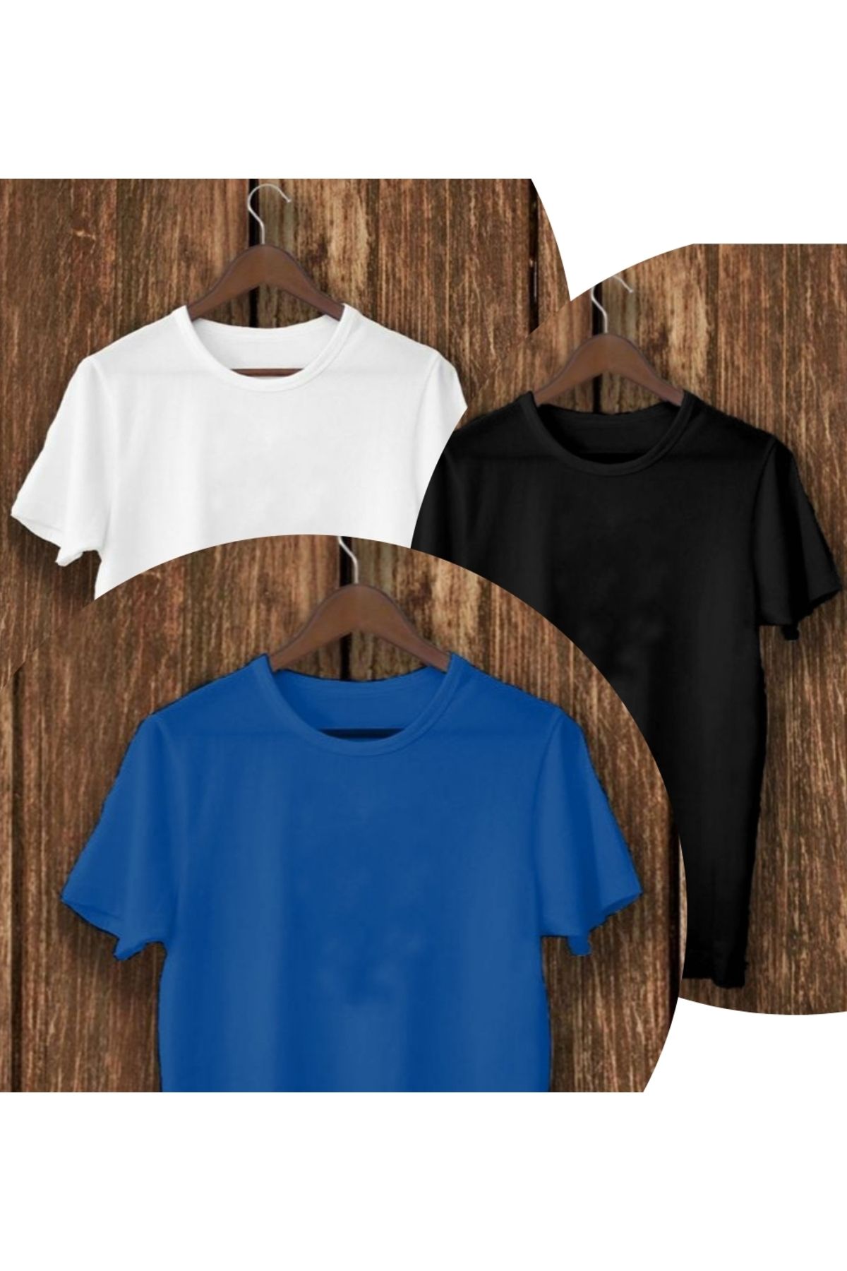 JustBS Erkek 3'Lü Casual/Günlük T-Shirt