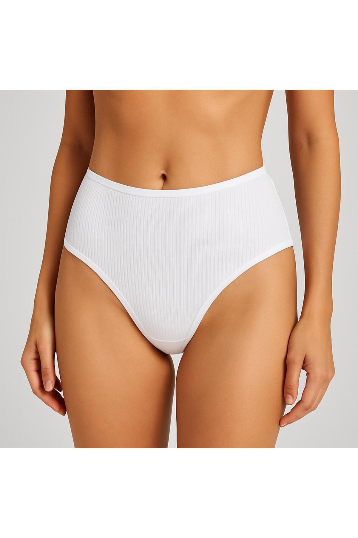 Pierre Cardin 5'li Ekonomik Paket 2905 Fitilli Yüksek Bel Pamuklu Basic Slip Külot görsel 2