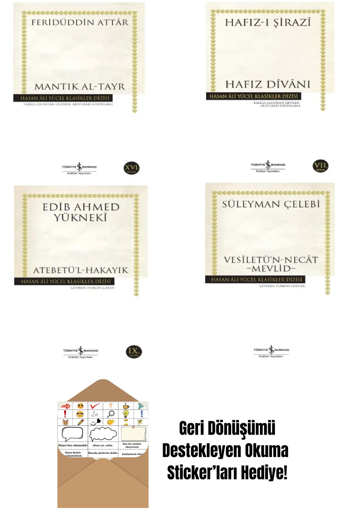 TÜRKİYE İŞ BANKASI KÜLTÜR YAYINLARI Hafız Divanı 4 Kitap Set + Okuma Sticker'ları