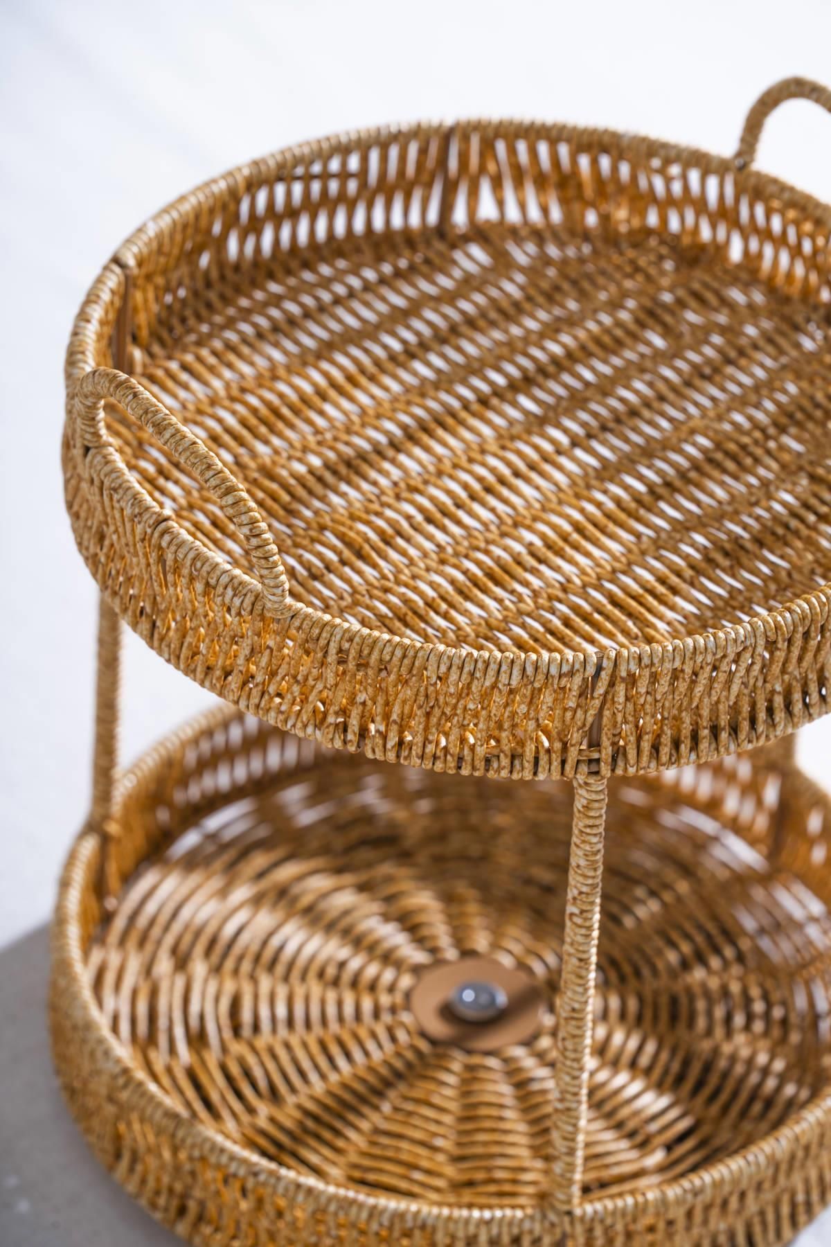 ACAR-Nomad Two-Tier Wicker Round Rotating Presentation Stand 4