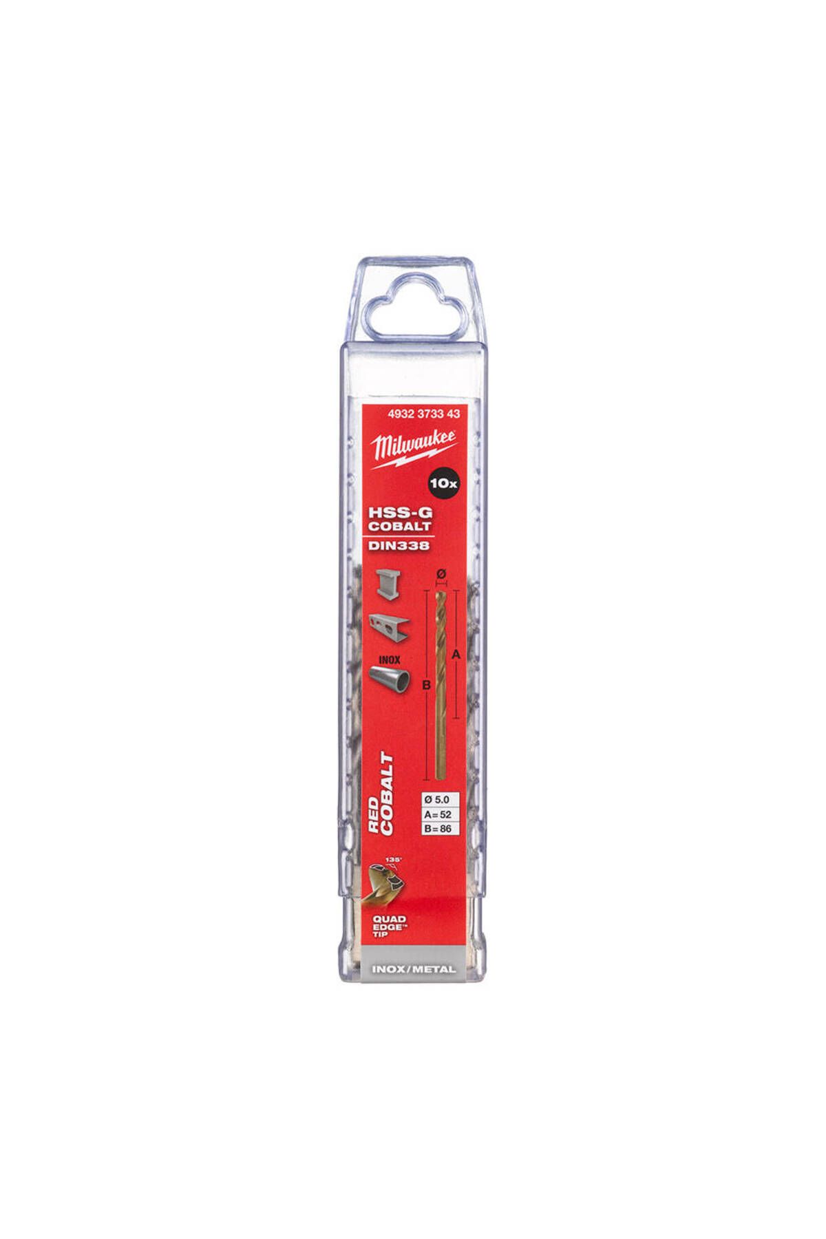 Milwaukee 5. 0x86 mm Altın Serisi HSS-G Co Metal Matkap Ucu - 10'lu MİLWAUKEE