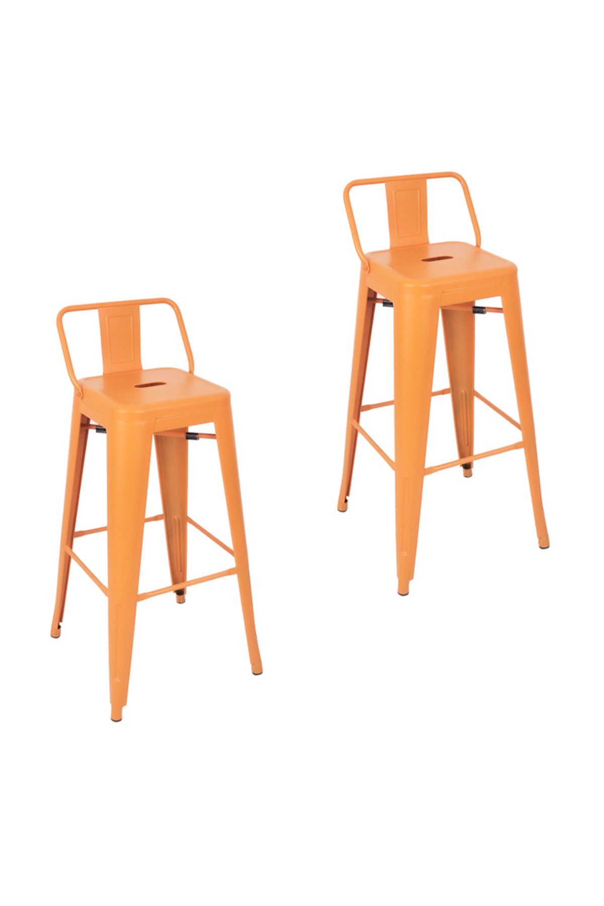ChairLife Tolix Sırtlı Metal Bar Tabure (2 Adet)