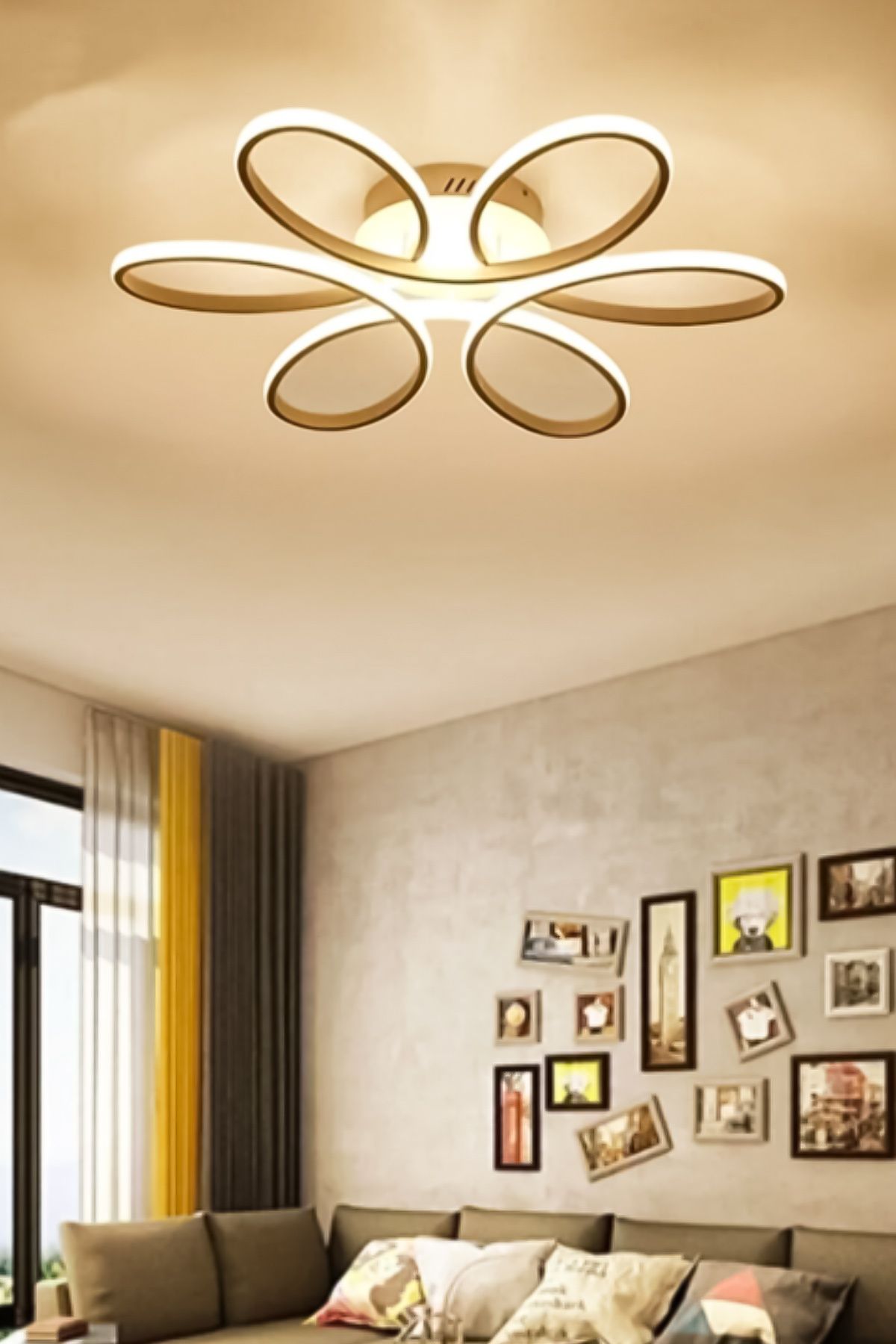 Turanconcept Papatya Modern Tasarım Led 3 Renk Işık Enerji Tasarruflu Dekoratif Avize Salon Mutfak Giyinme Odası