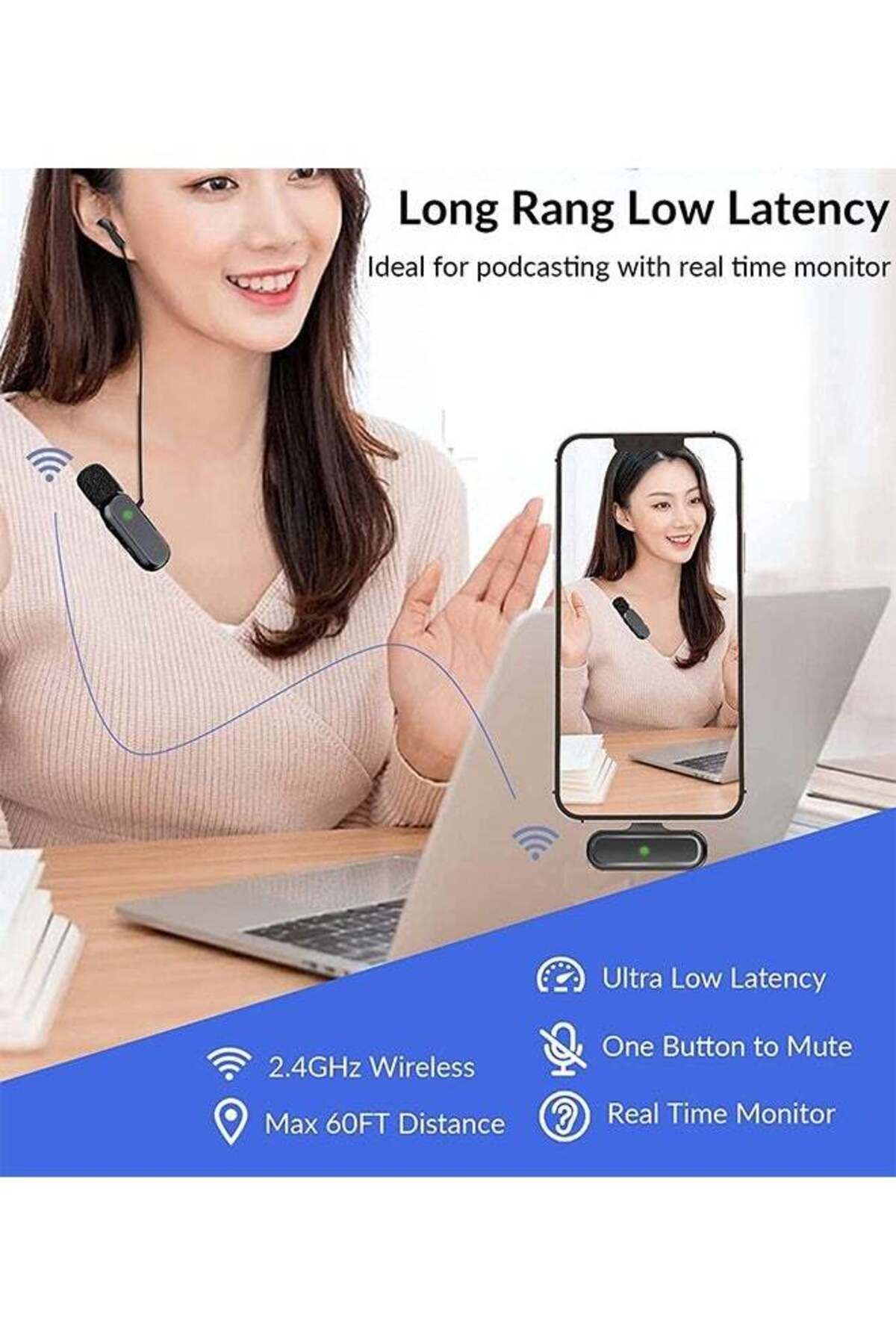 COOYA-ميكروفون لافالير لاسلكي، محول IOS، PSWZ025، أسود 2