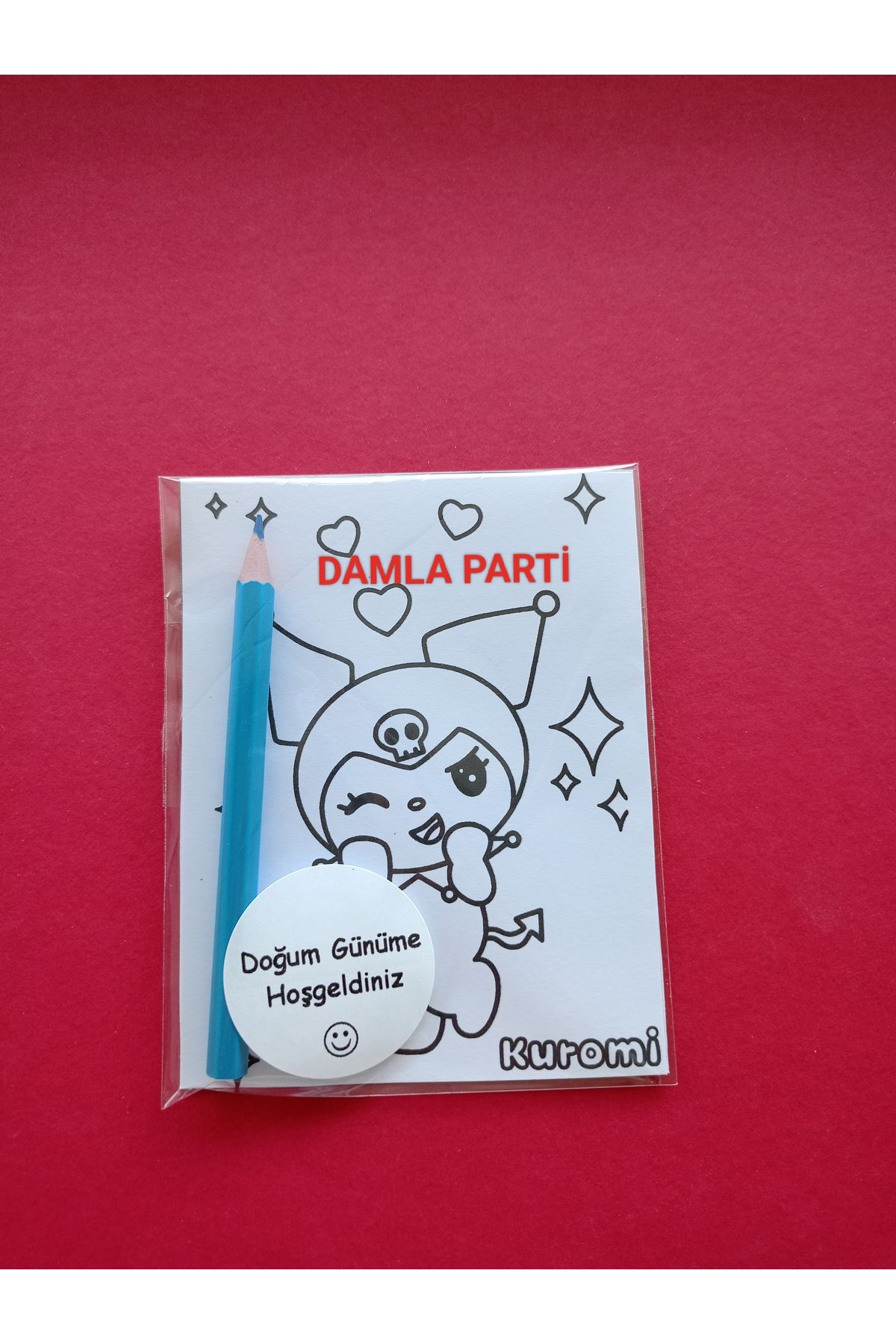 DAMLA PARTİ Kuromi Hediyelik Boyama 2li, 10 Adet, Kuromi Doğum Günü Parti Malzemeleri