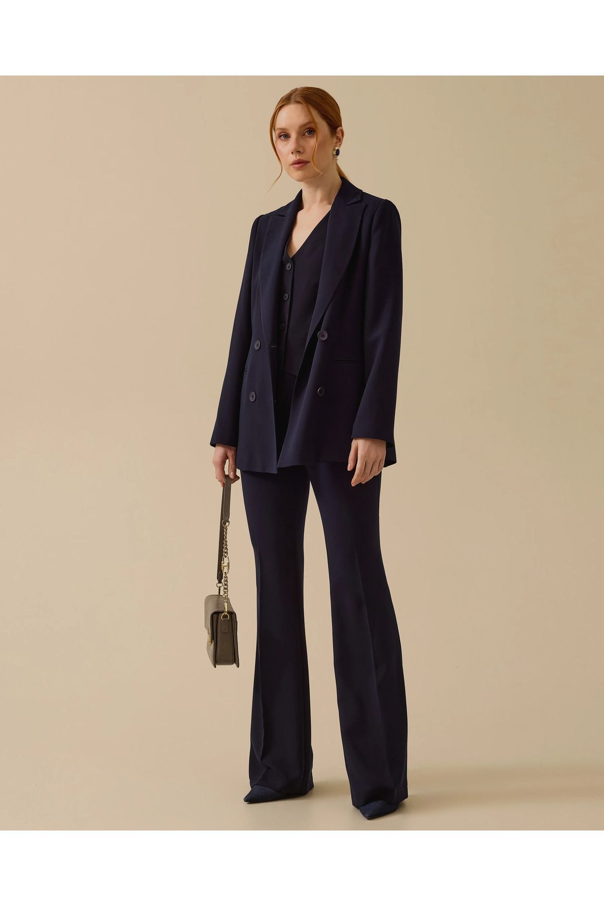 SEÇİLSTORE 10017 KRUVAZE YAKA ÖNDEN DÜĞMELİ CEP GÖRÜNÜMLÜ ŞIK BLAZER CEKET #03-25#