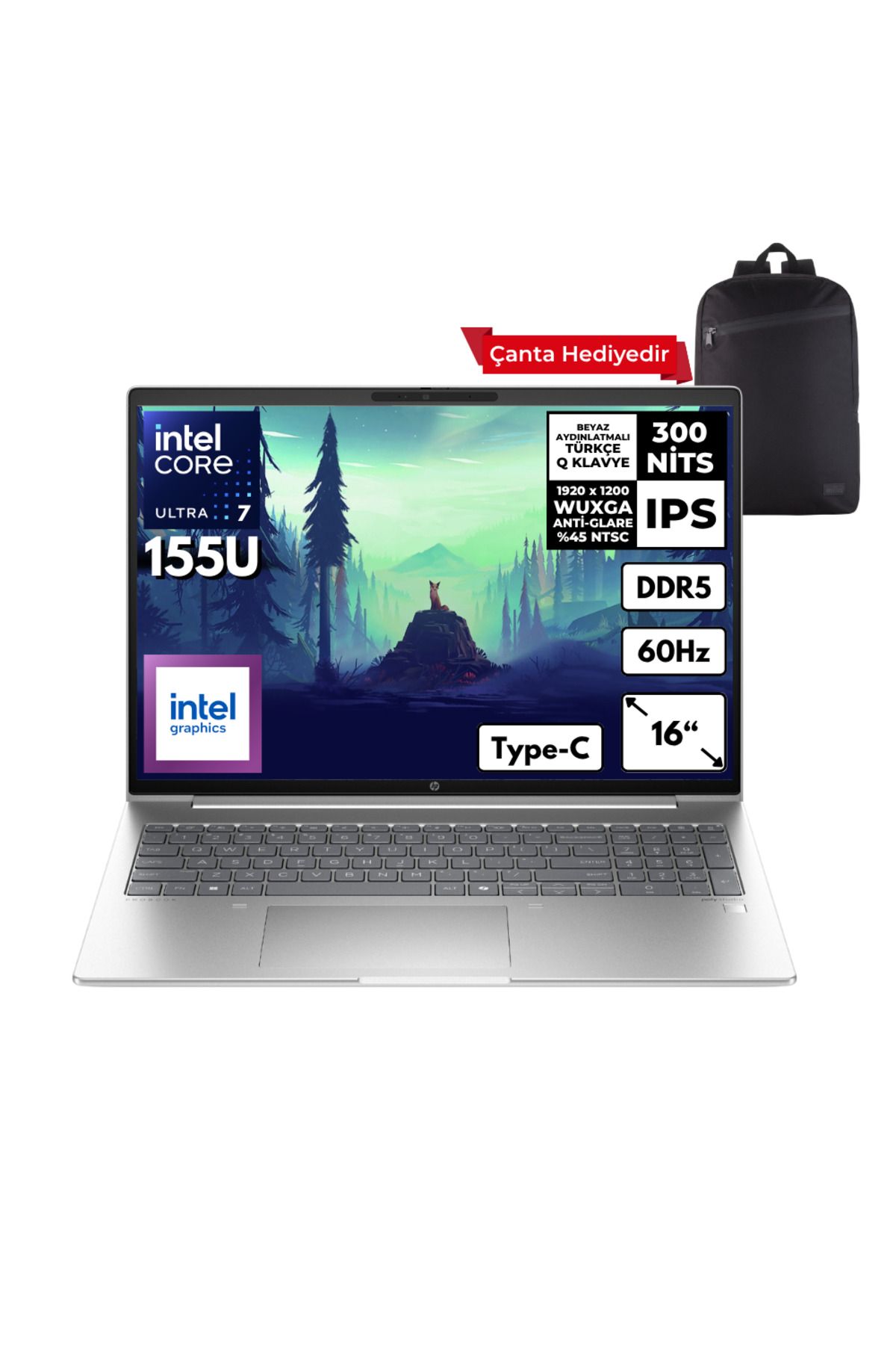 HP ProBook 460 G11 Ultra 7-155U 48 GB 512 GBSSD 16" WUXGA Freedos + Sırt Çantası A23BTEAHMF14
