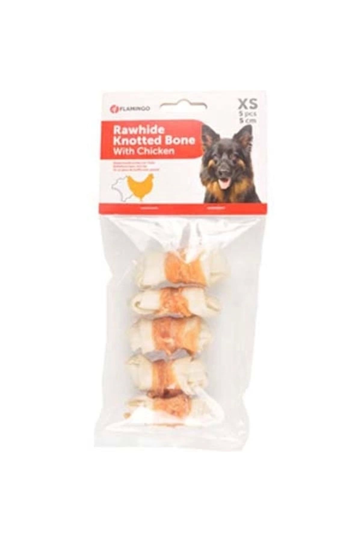 Generic Flamingo Tavuk Etli Sargılı Düğüm Köpek Kemik Ödülü 5 Adet 5 Cm