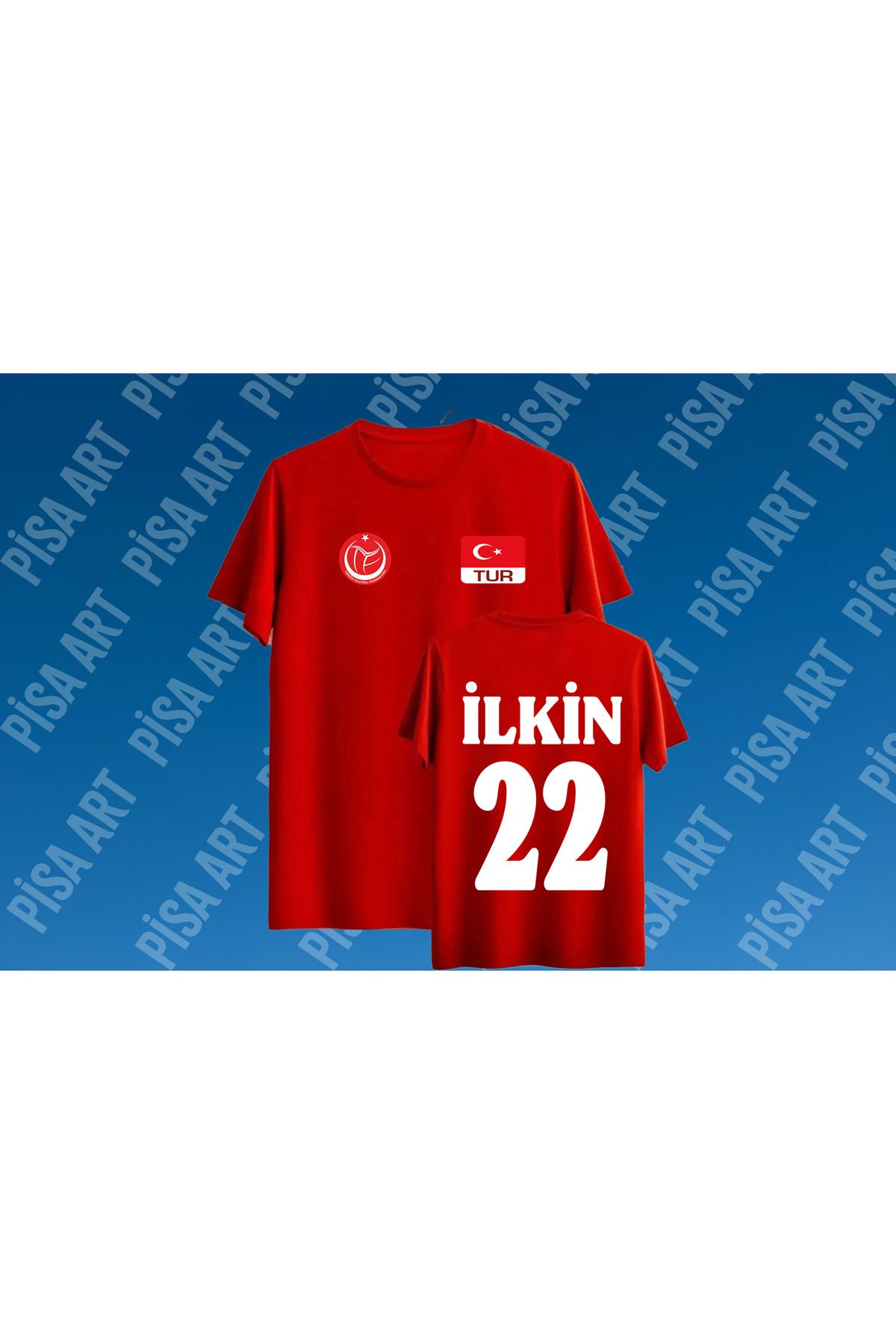Pisa Art İLKİN AYDIN TÜRKİYE VOLEYBOL TASARIMLI T-SHİRT YETİŞKİN VE ÇOCUK KİŞİYE ÖZEL İSİM YAZILIR