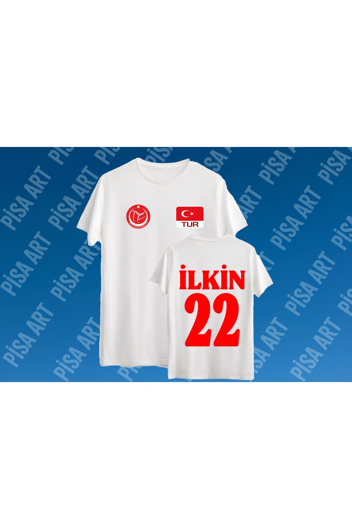 Pisa Art İLKİN AYDIN TÜRKİYE VOLEYBOL TASARIMLI T-SHİRT YETİŞKİN VE ÇOCUK KİŞİYE ÖZEL İSİM YAZILIR