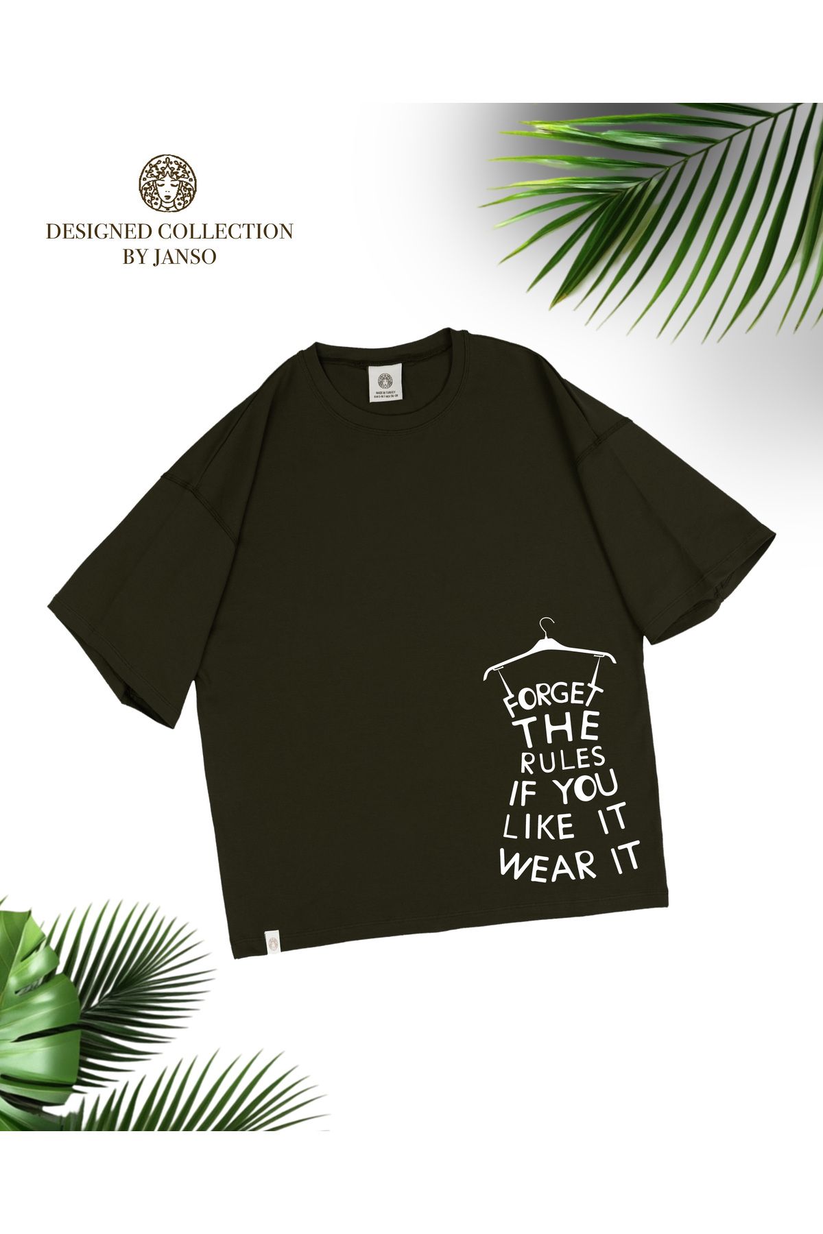 JANSO GROUP - Kadın PAMUKLU BASKILI FORGET THE RULES TSHIRT OVERSİZE BÜYÜK BEDEN