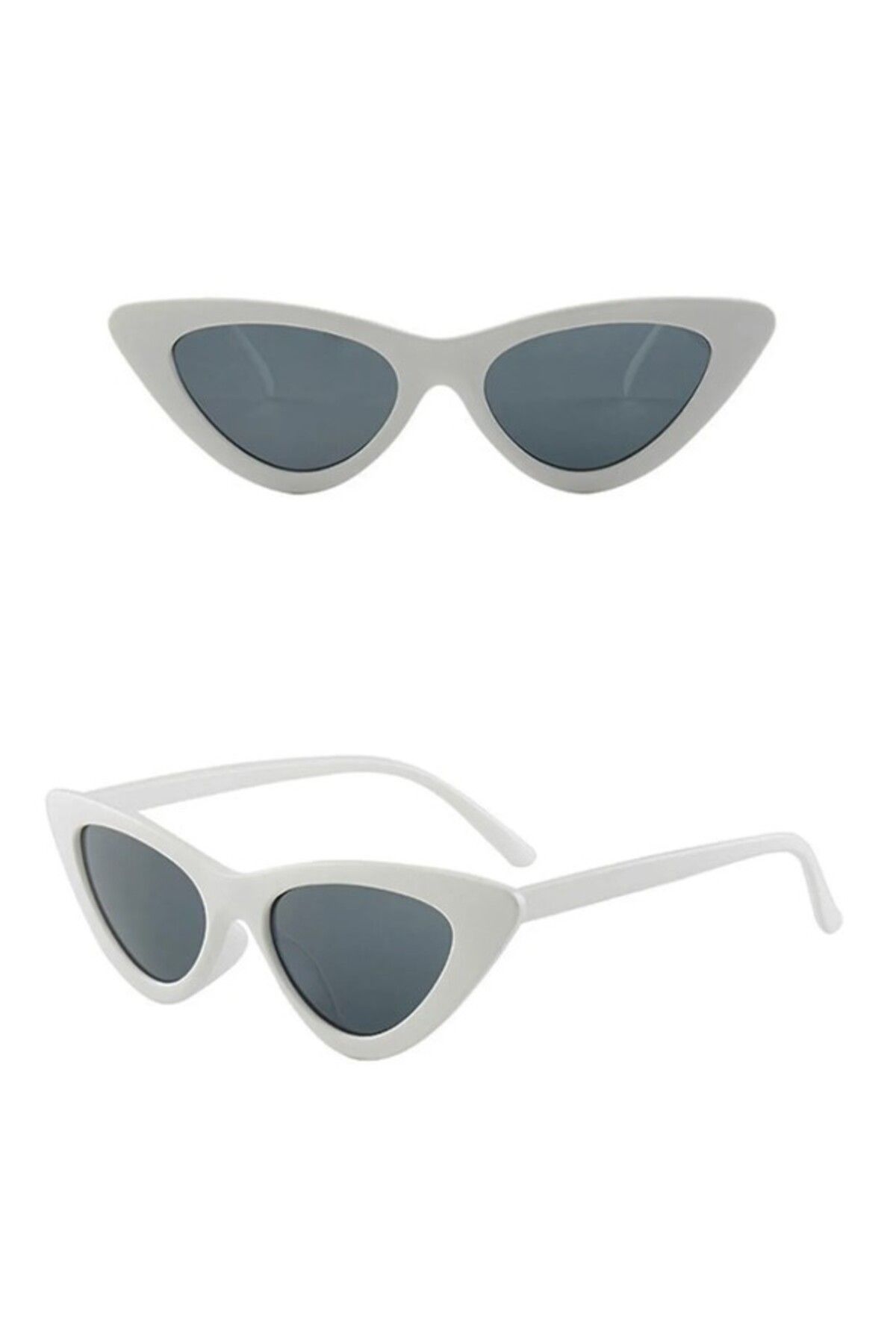 Ferrucci Beyaz Cat Eye Çerçeveli Siyah Camlı Marka Model Polarize Kadın Güneş Gözlüğü