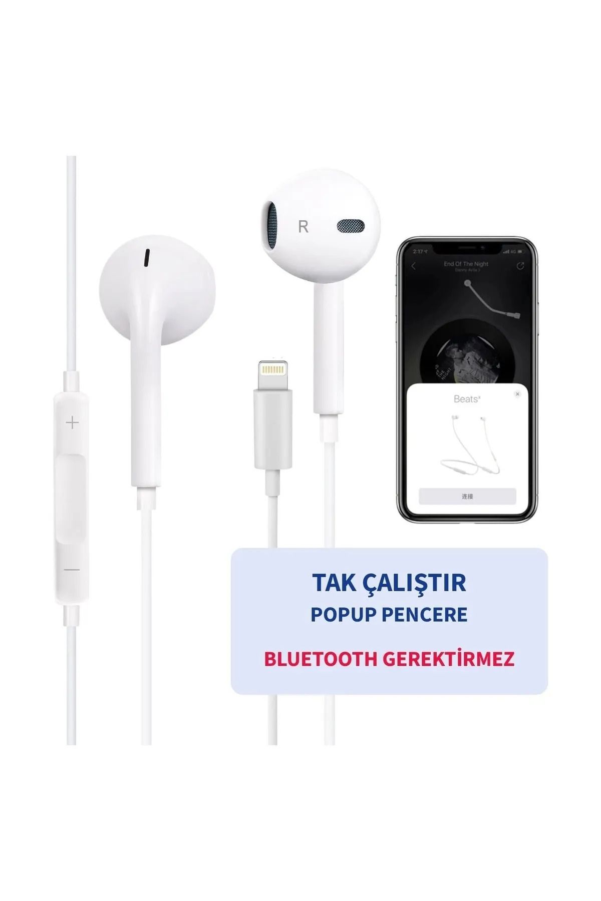 SPACE-M TEKNOLOJİ İphone 14/13/12/11/xs/x/7/8 Serileri Uyumlu Iphone Kablolu Kulaklık Konnektörlü (TAK ÇALIŞTIR)