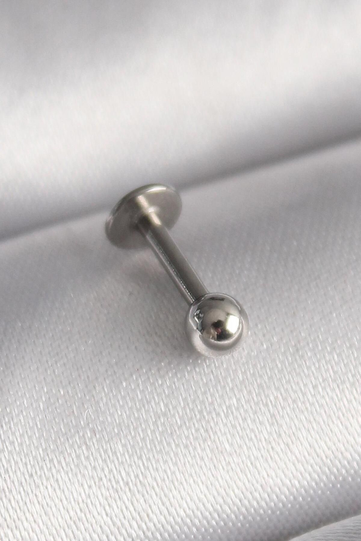 AfraBeauty 316L Çelik Gümüş Renk Topçuk Piercing