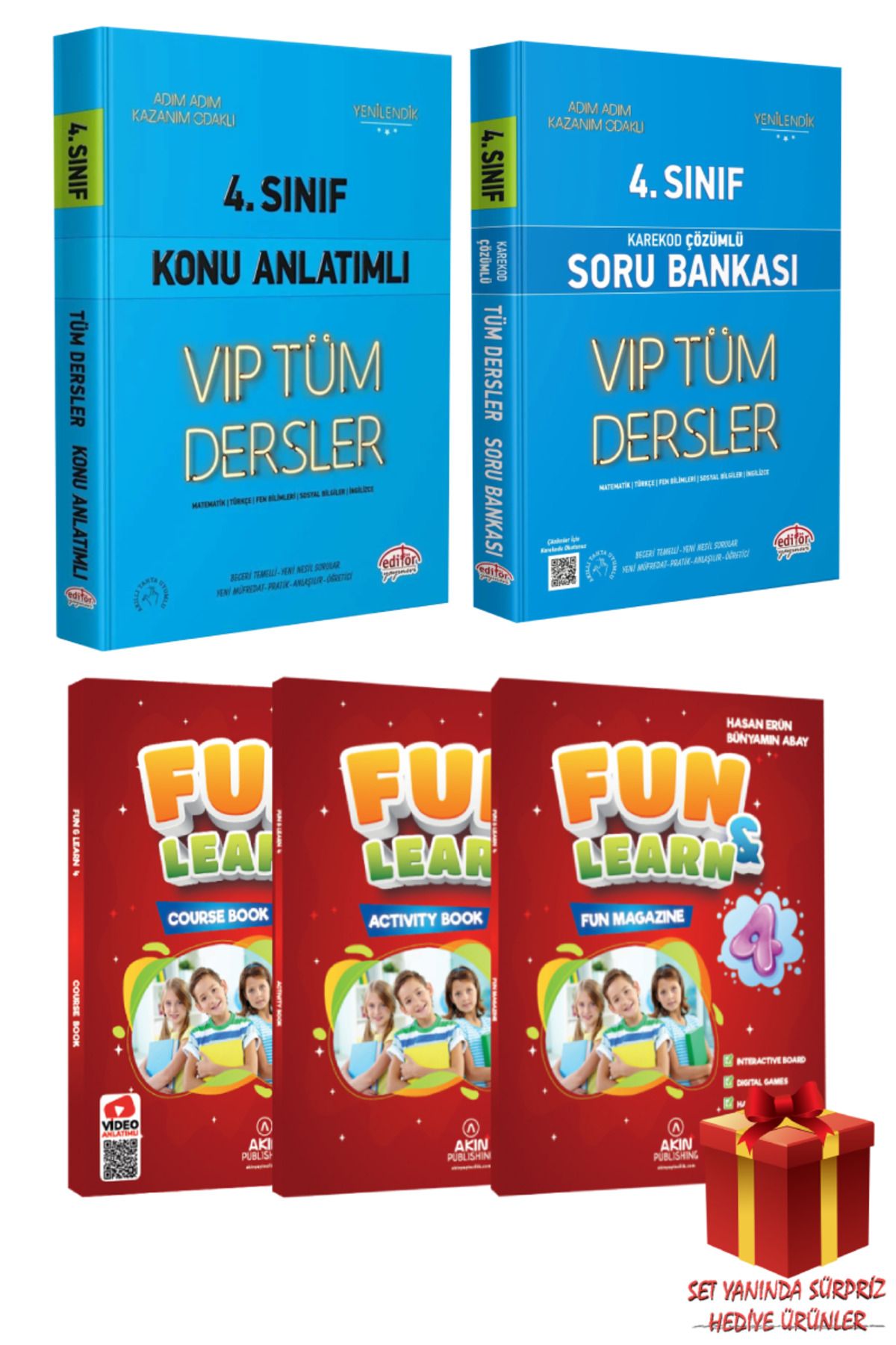 Editör Yayınevi 4. Sınıf VIP Tüm Dersler Konu Anlatımı+ Tüm Dersler Soru Bankası+ Fun Learn İngilizce Seti+ Hediye