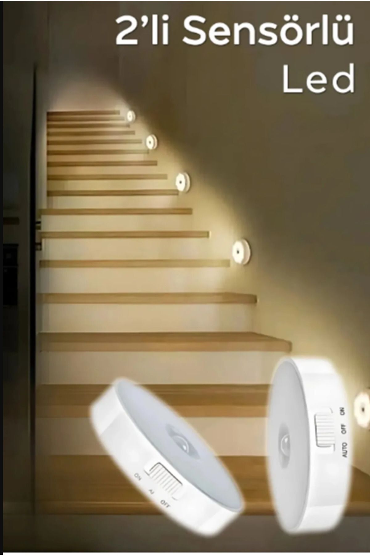 TUMU LIFE 2 Adet Hareket Sensörlü Kablosuz Usb Şarjlı Akıllı Spot Led Lamba Beyaz Işık