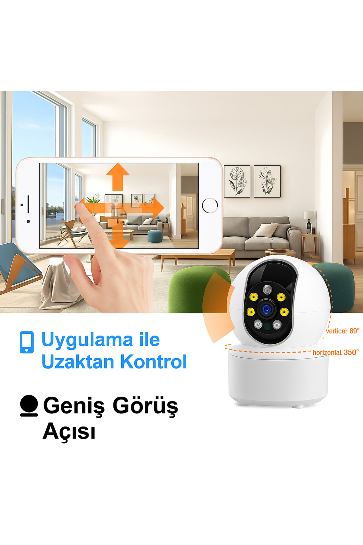 BLUE İNTER 5G Destekli Akıllı Güvenlik Kamerası 360° Döner, Gece Görüşlü, Çift Yönlü Konuşma-CMR-23 fotoğrafı 5 (önizleme)