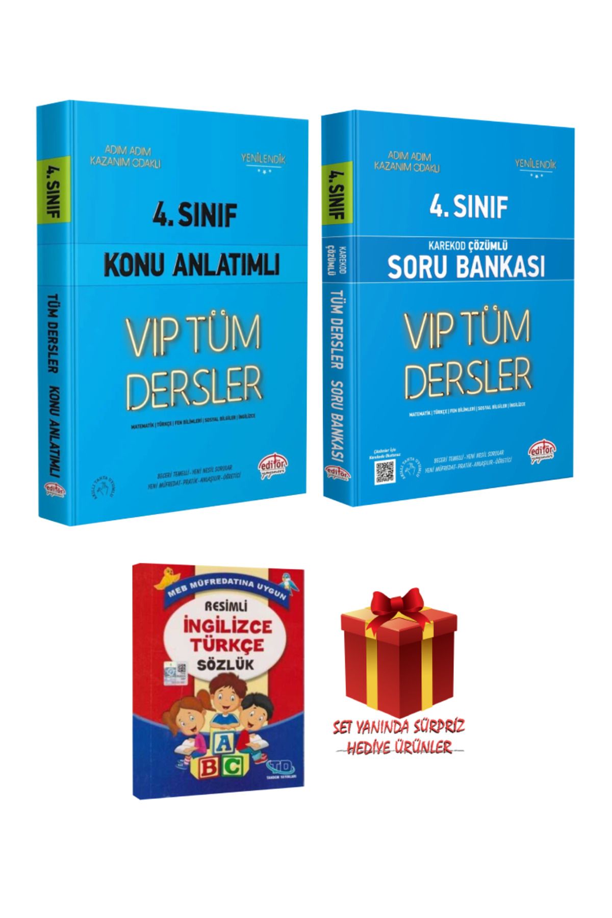 Editör Yayınevi 4. Sınıf VIP Tüm Dersler Konu Anlatımı+ Tüm Dersler Soru Bankası+ Resimli İngilizce Türkçe Sözlük